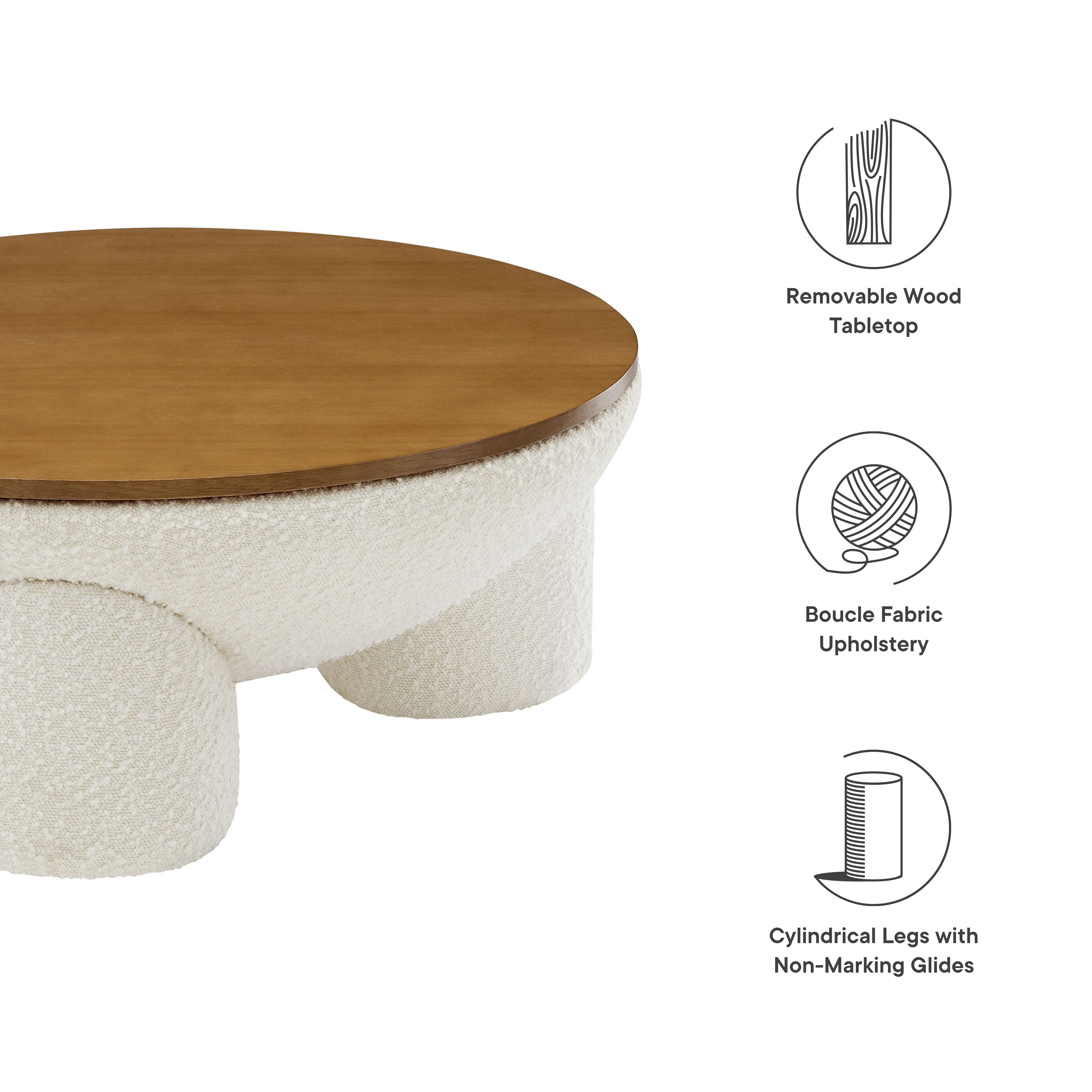 Tridome Round Boucle Upholstered Storage Coffee Table by Modway - Best Buy Furniture