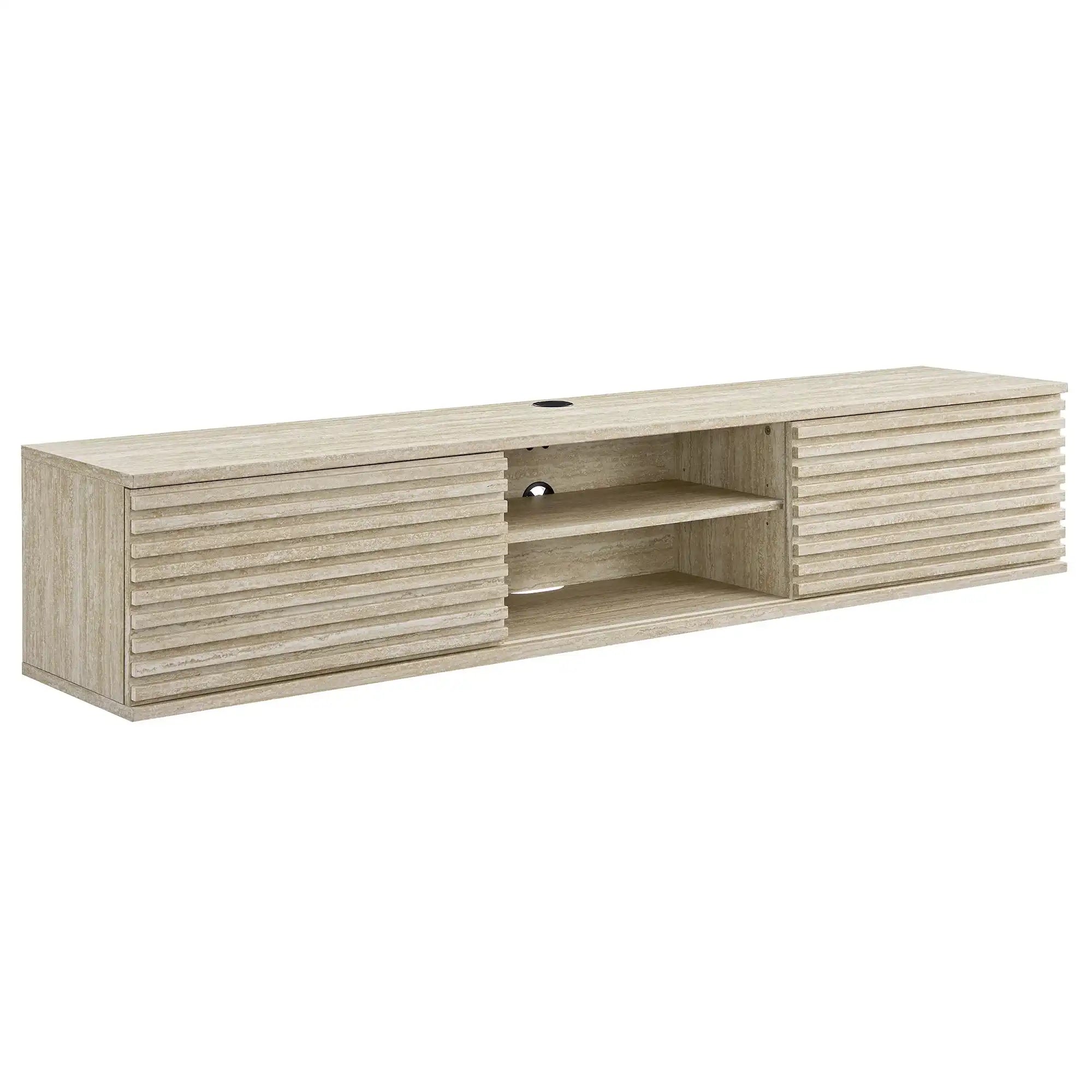Render 70" Faux Travertine Wall-Mount Media Console TV Stand - Best Buy Furniture