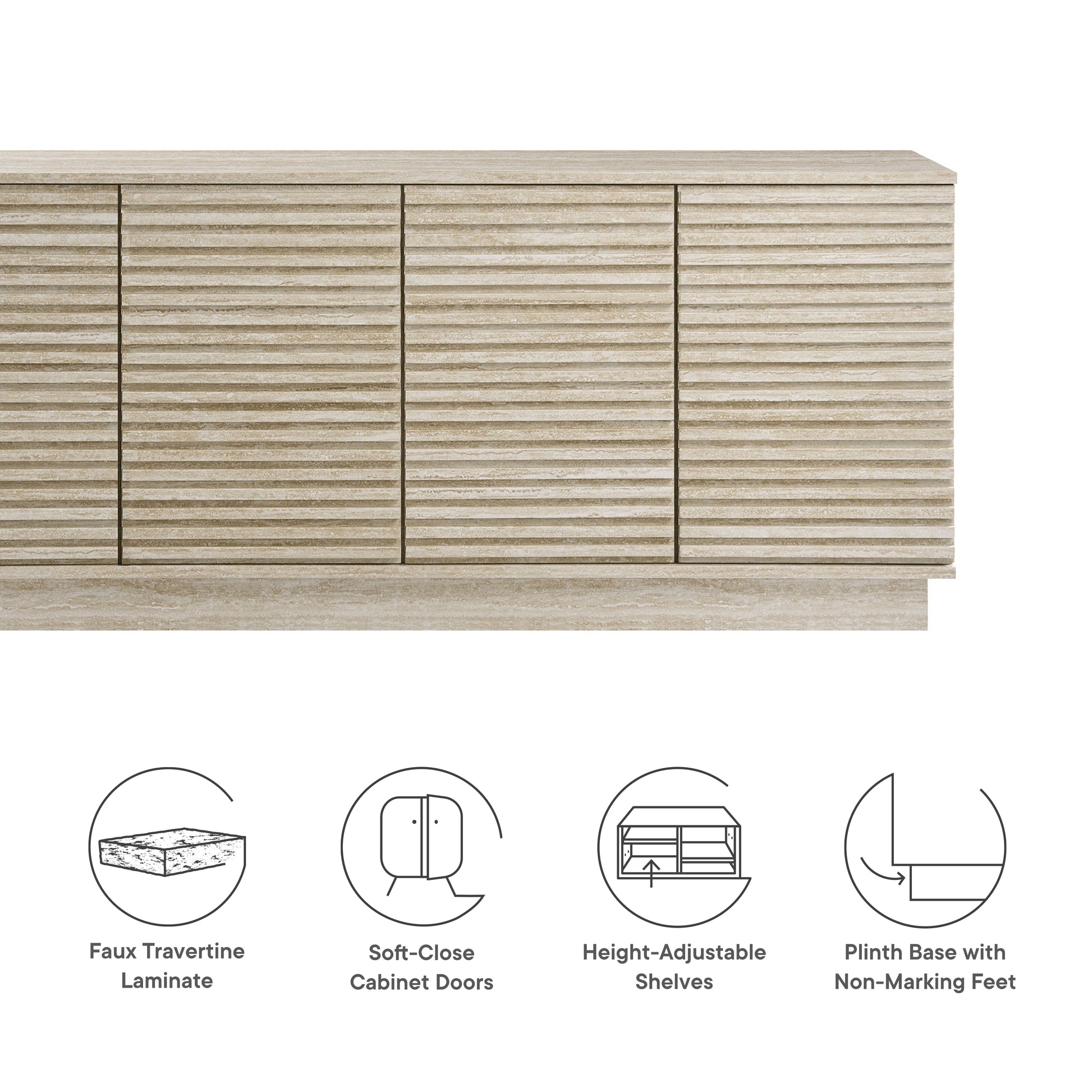 Render 70" Faux Travertine Sideboard Cabinet TV Stand by Modway - Best Buy Furniture