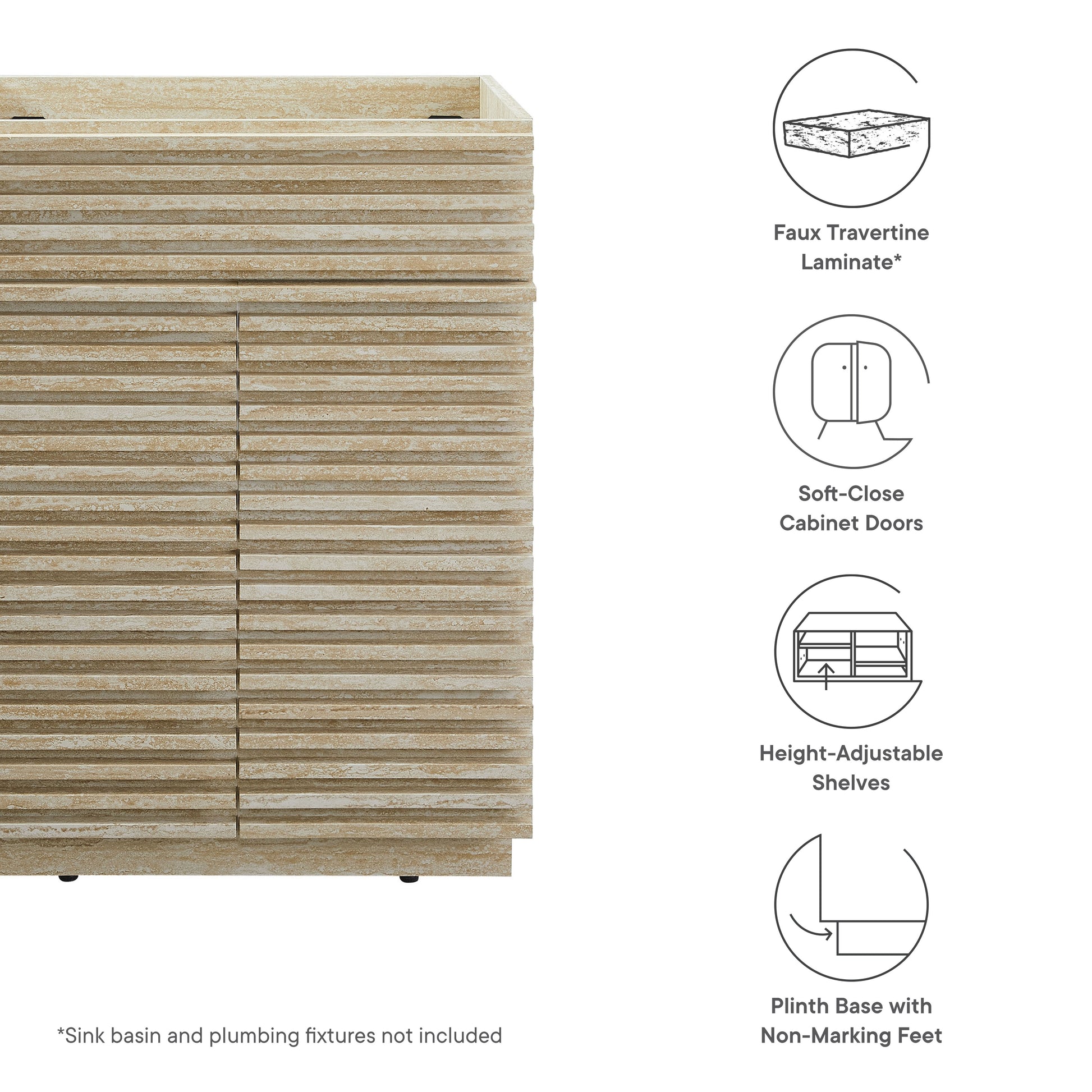 Render 24" Faux Travertine Bathroom Vanity Cabinet (Sink Not Included) by Modway - Best Buy Furniture