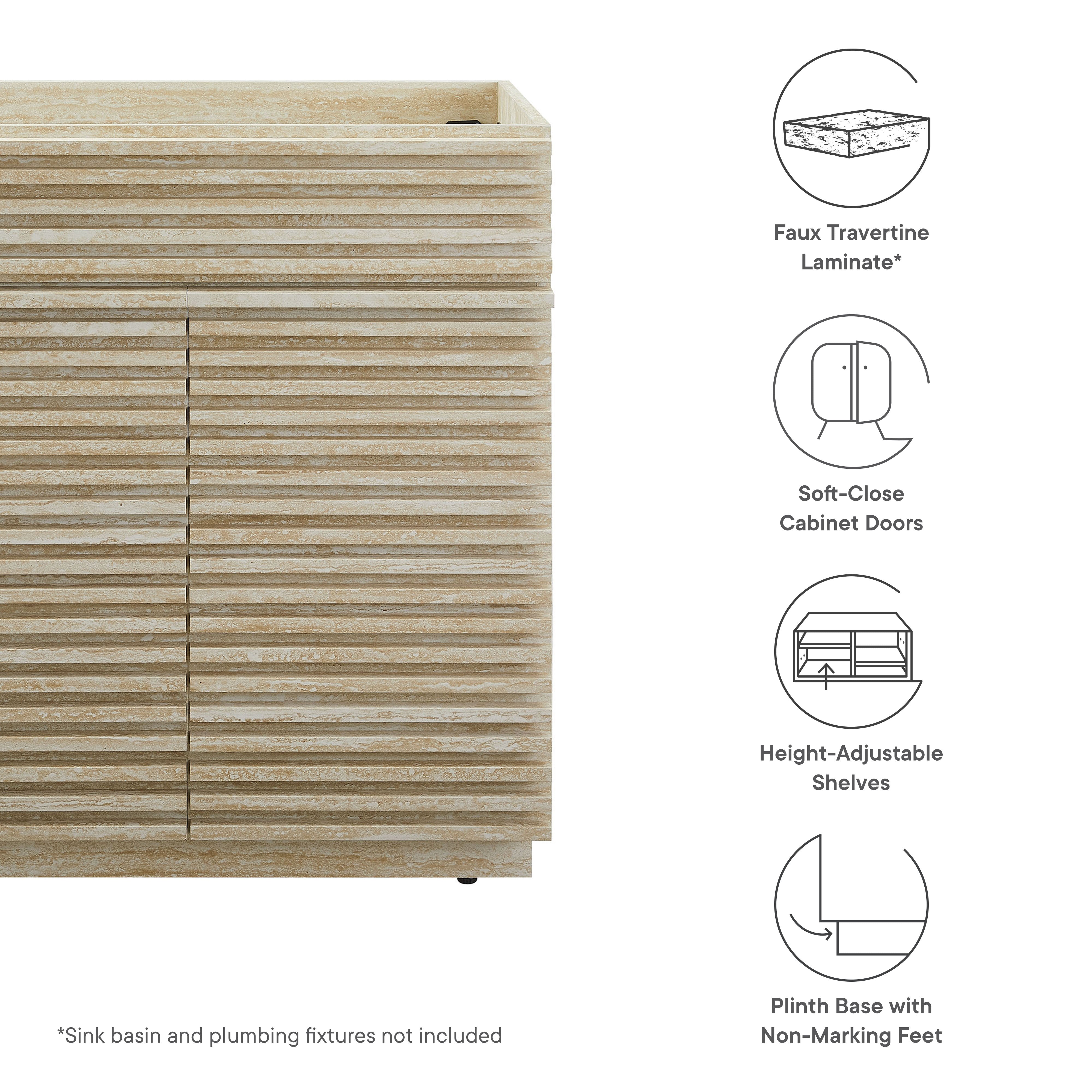 Render 30" Faux Travertine Bathroom Vanity Cabinet (Sink Not Included) by Modway - Best Buy Furniture