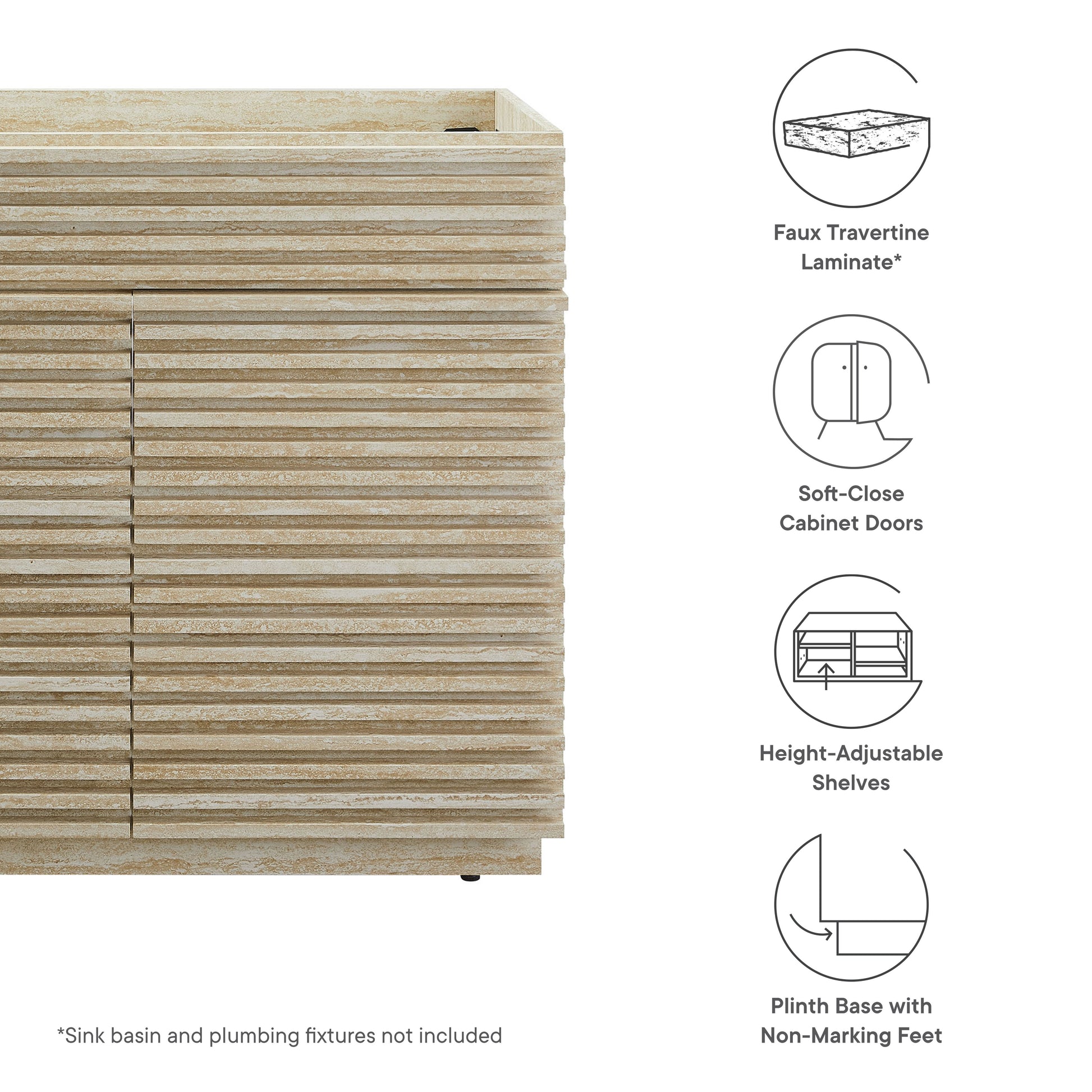 Render 36" Faux Travertine Bathroom Vanity Cabinet (Sink Not Included) by Modway - Best Buy Furniture