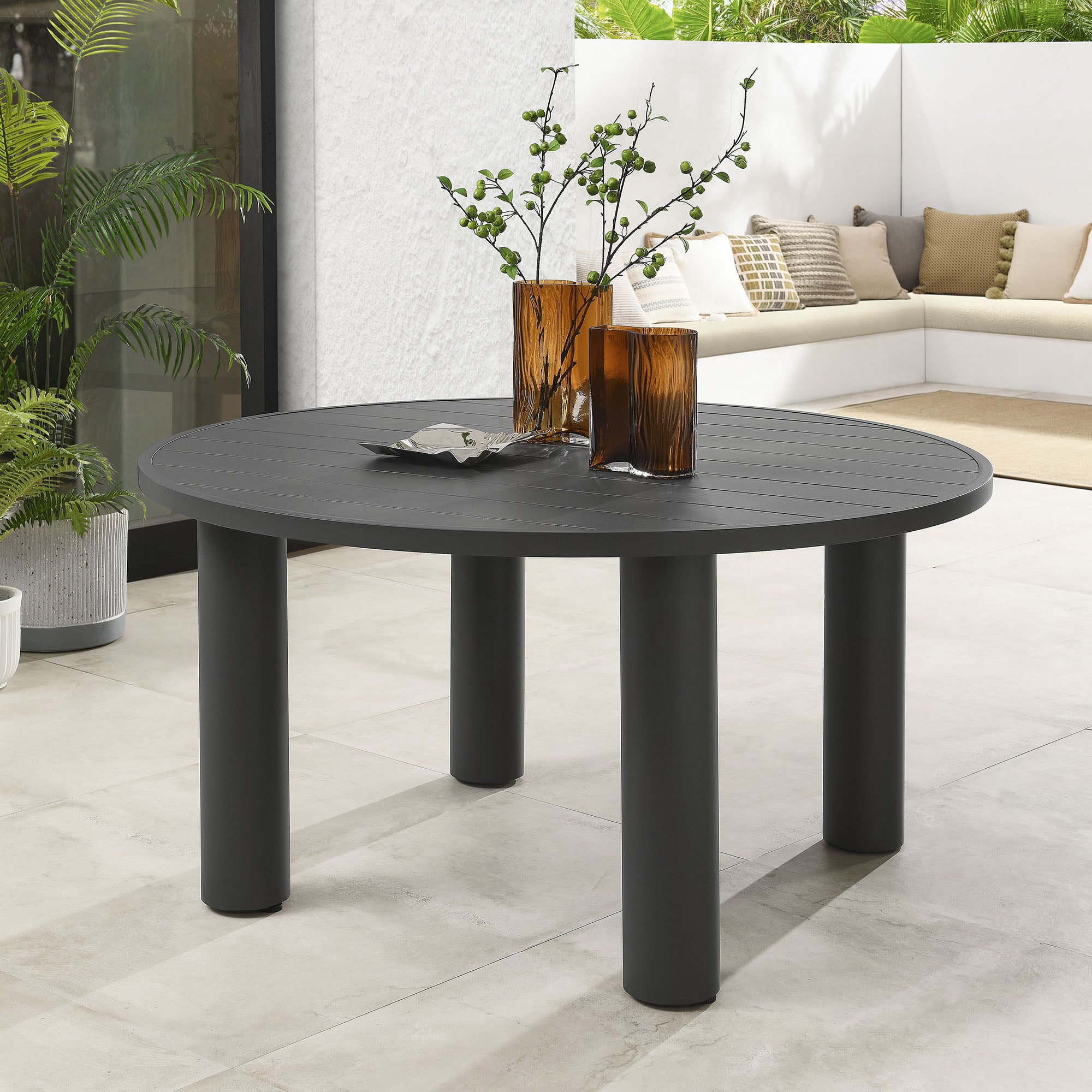 Nautica Outdoor Patio 60" Round Aluminum Dining Table by Modway - Best Buy Furniture
