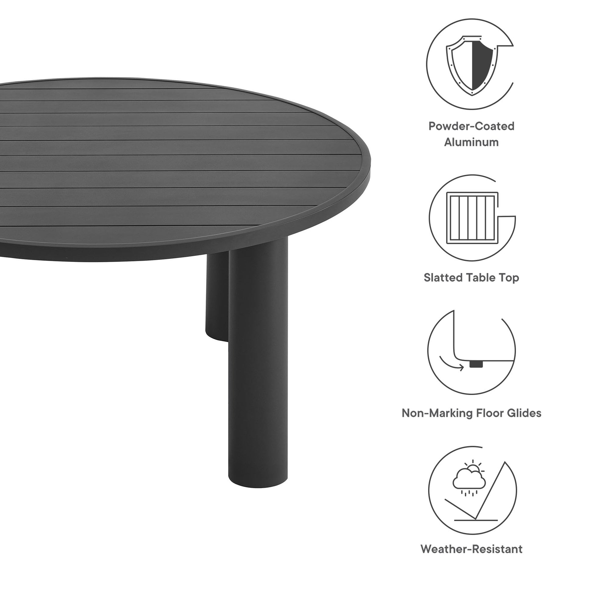 Nautica Outdoor Patio 60" Round Aluminum Dining Table by Modway - Best Buy Furniture