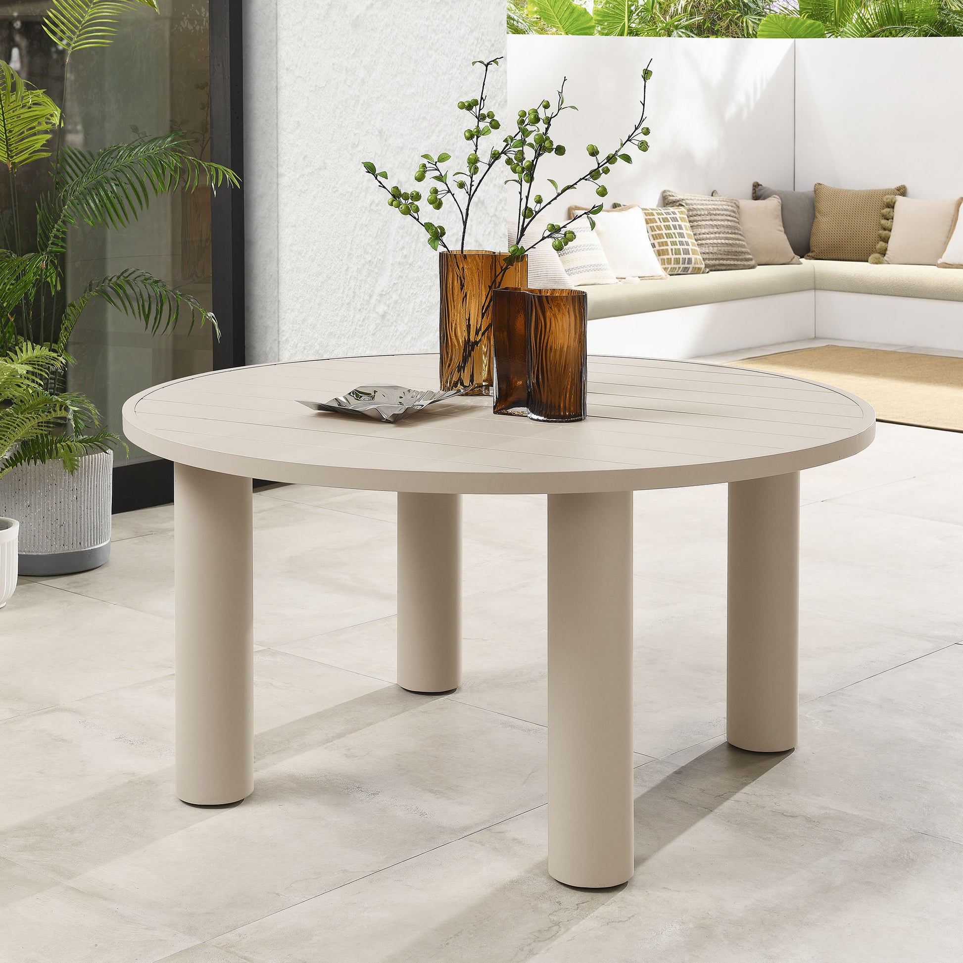 Nautica Outdoor Patio 60" Round Aluminum Dining Table by Modway - Best Buy Furniture