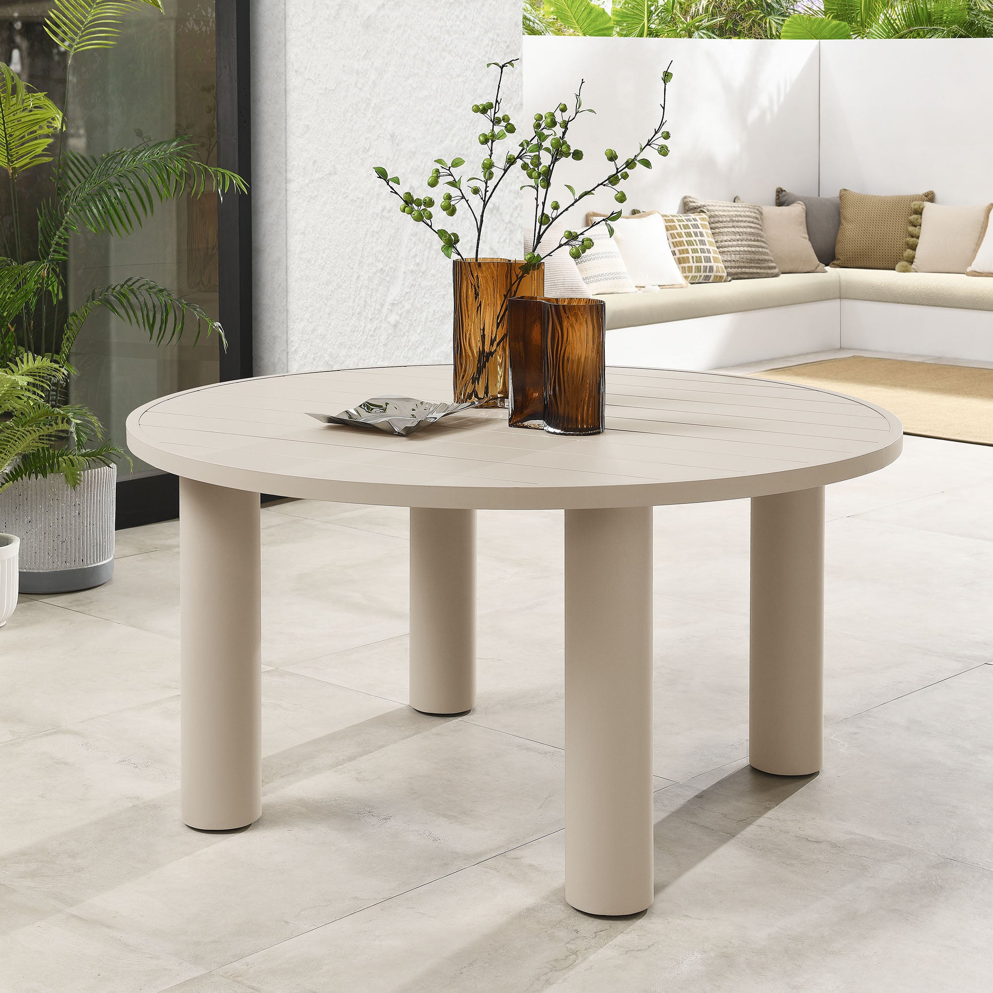 Nautica Outdoor Patio 60" Round Aluminum Dining Table by Modway - Best Buy Furniture