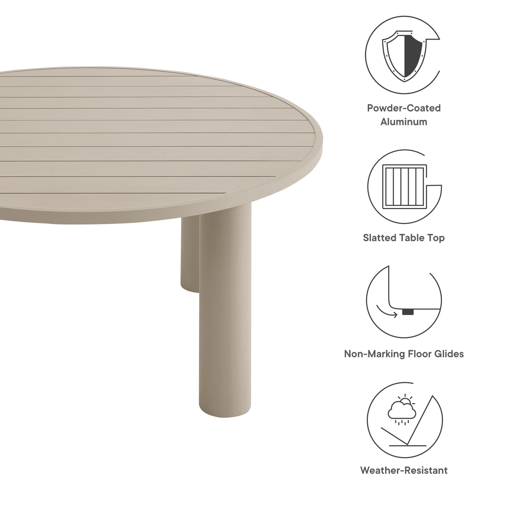 Nautica Outdoor Patio 60" Round Aluminum Dining Table by Modway - Best Buy Furniture