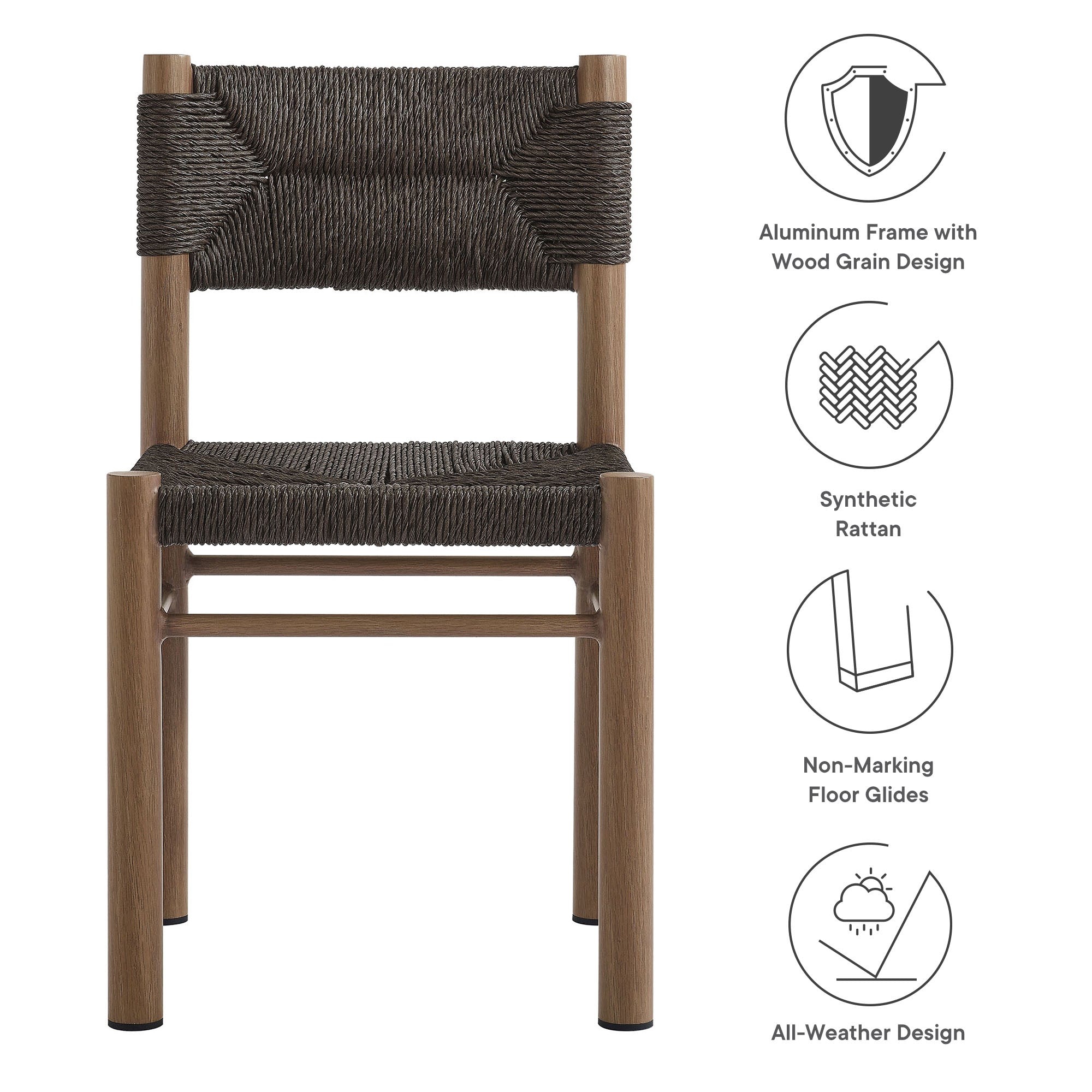 Parkland Outdoor Patio Rattan and Aluminum Dining Side Chairs Set of 2 by Modway - Best Buy Furniture