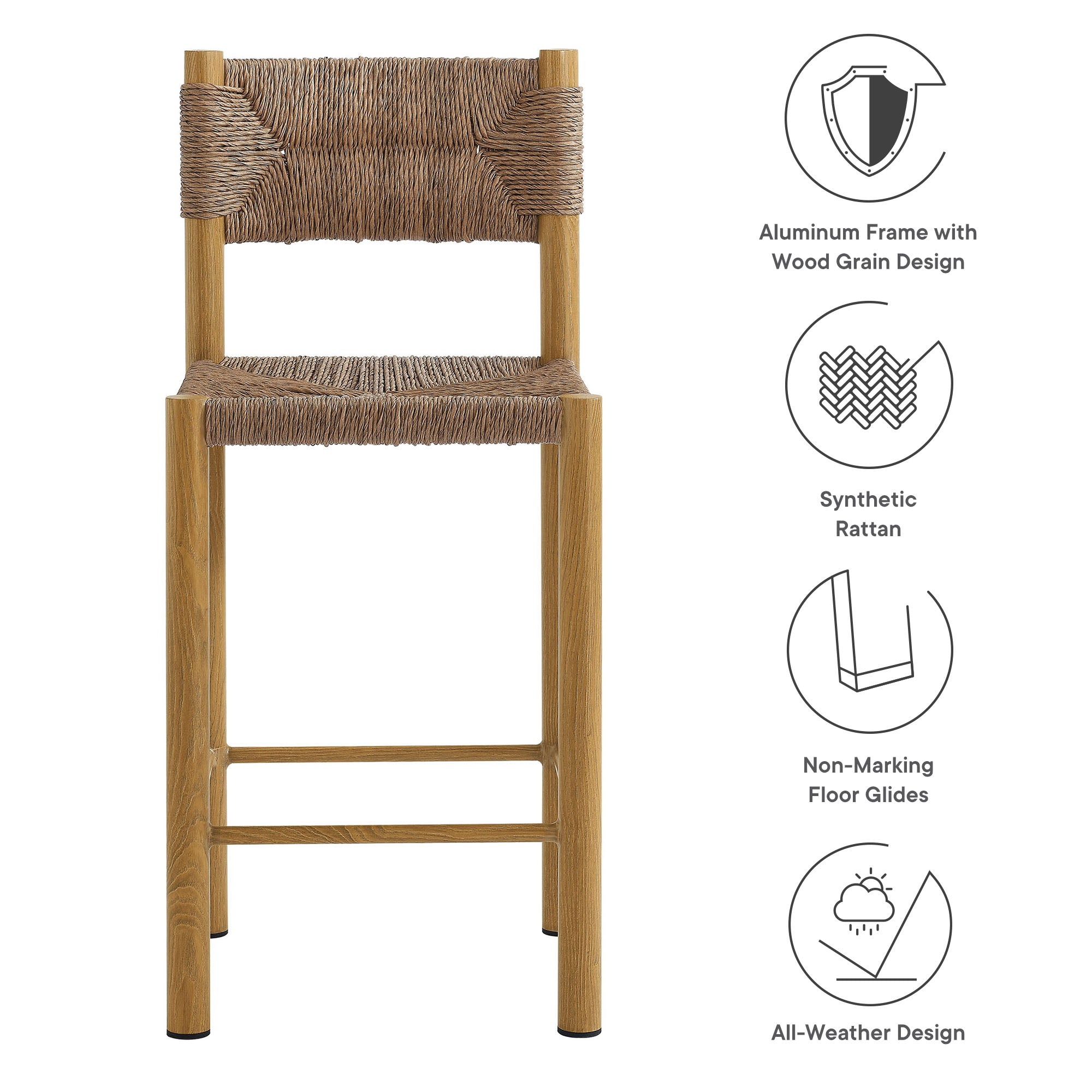 Parkland Outdoor Patio Rattan and Aluminum Counter Stools Set of 2 by Modway - Best Buy Furniture