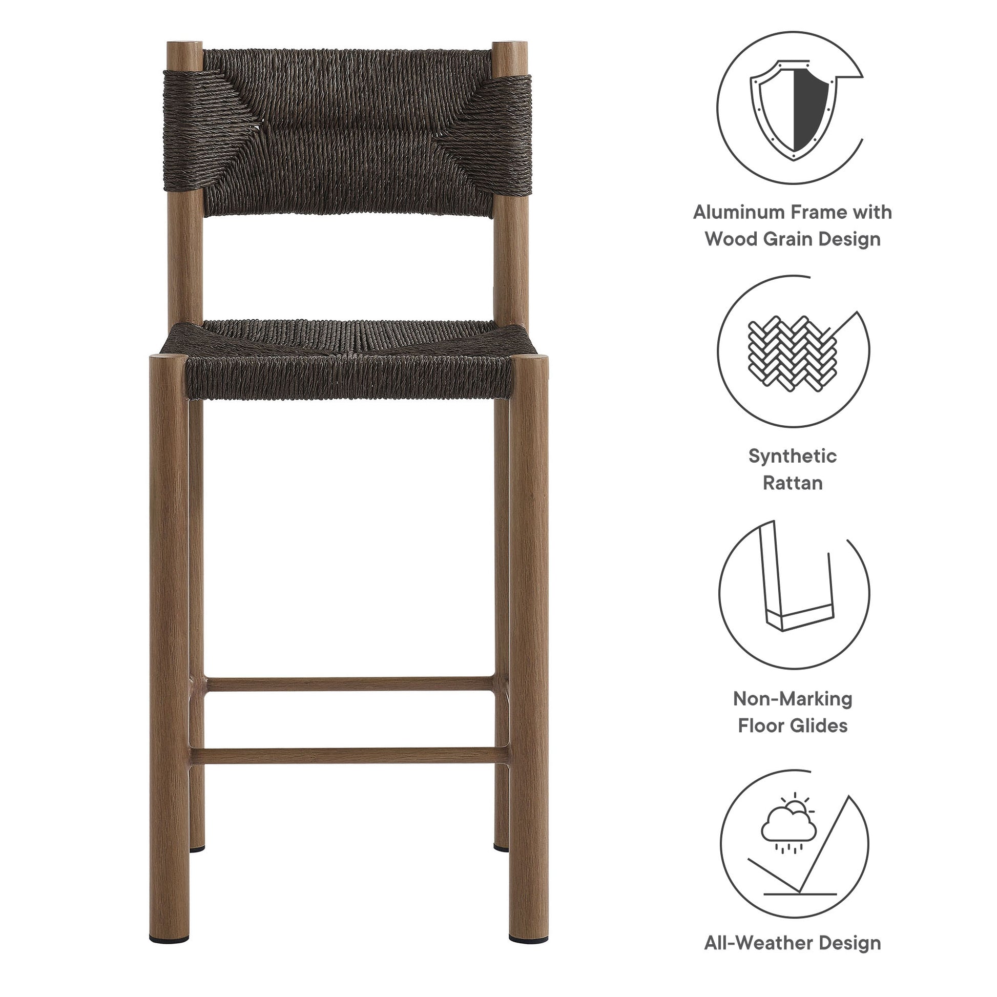 Parkland Outdoor Patio Rattan and Aluminum Counter Stools Set of 2 by Modway - Best Buy Furniture