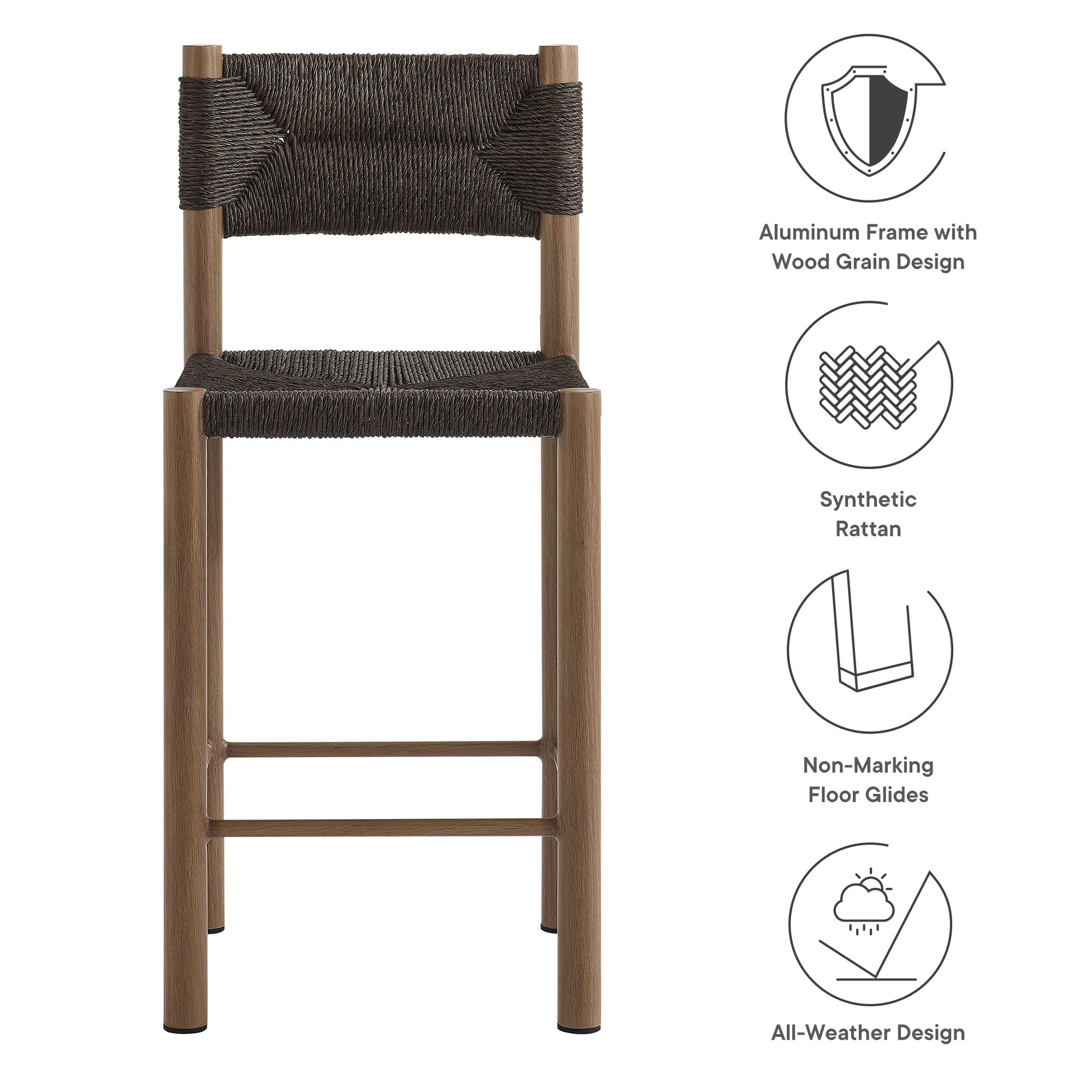 Parkland Outdoor Patio Rattan and Aluminum Counter Stools Set of 2 by Modway - Best Buy Furniture