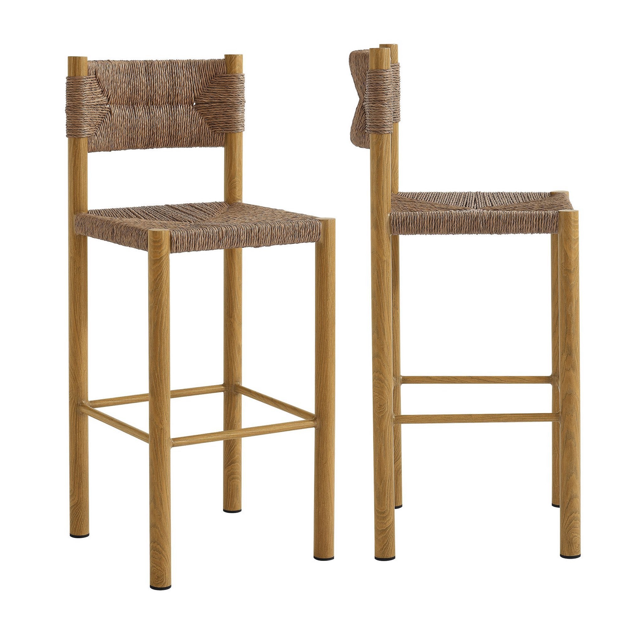 Parkland Outdoor Patio Rattan and Aluminum Bar Stools Set of 2 by Modway - Best Buy Furniture
