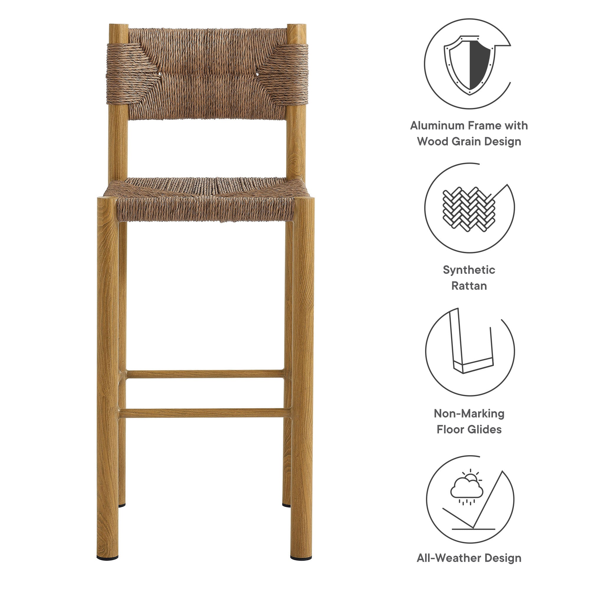 Parkland Outdoor Patio Rattan and Aluminum Bar Stools Set of 2 by Modway - Best Buy Furniture