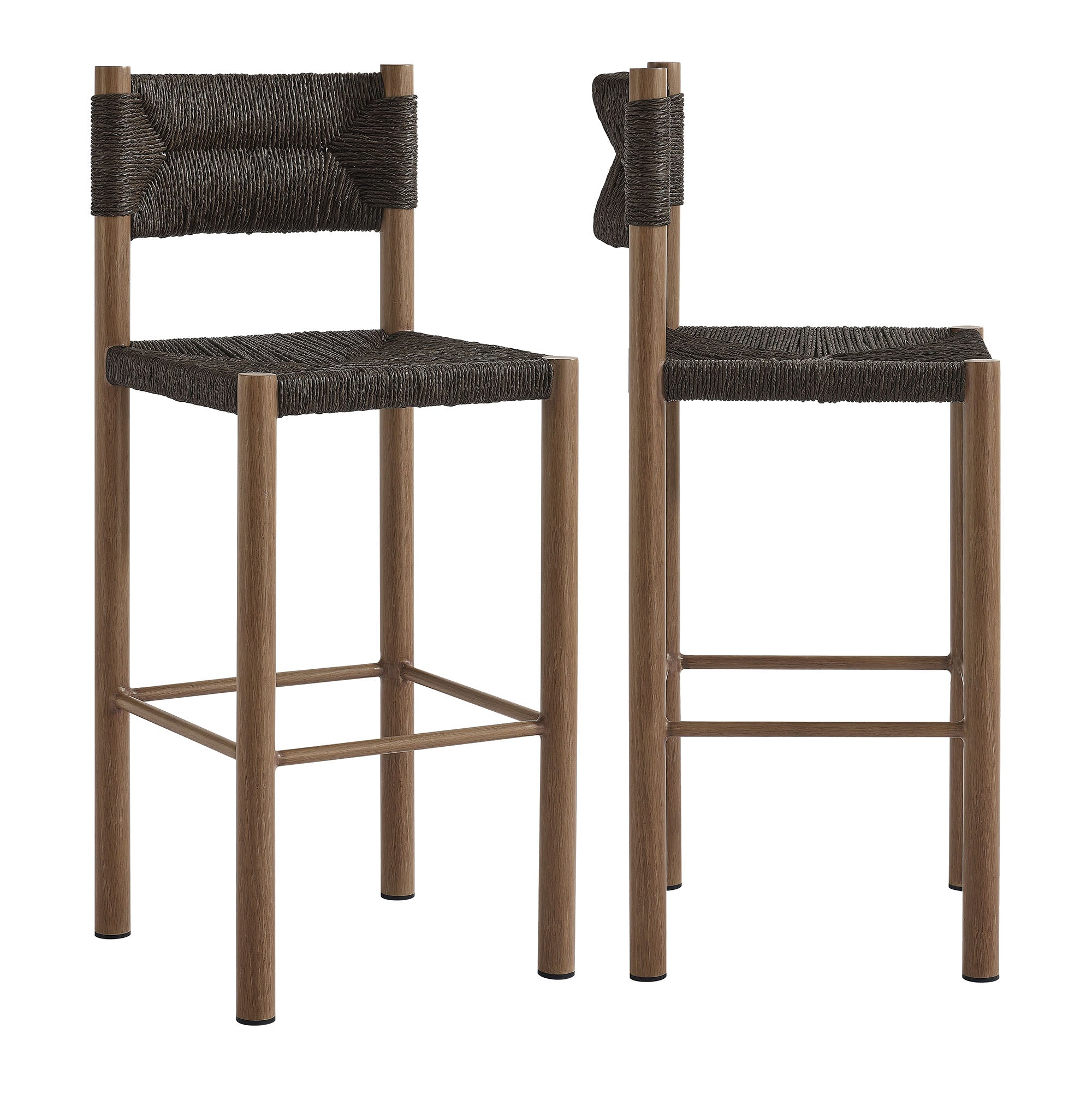 Parkland Outdoor Patio Rattan and Aluminum Bar Stools Set of 2 by Modway - Best Buy Furniture