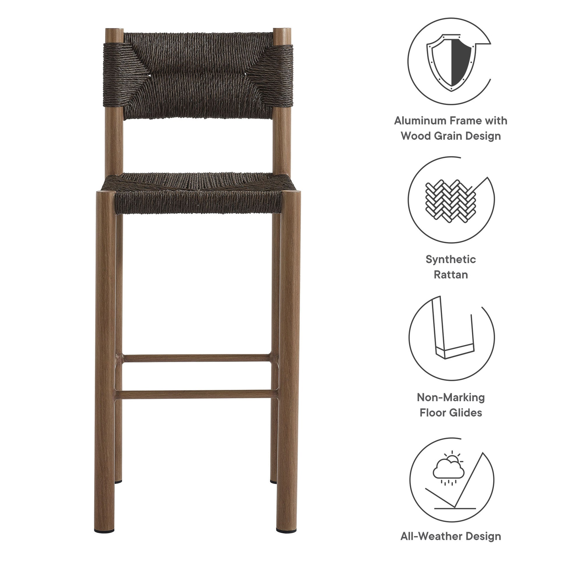 Parkland Outdoor Patio Rattan and Aluminum Bar Stools Set of 2 by Modway - Best Buy Furniture