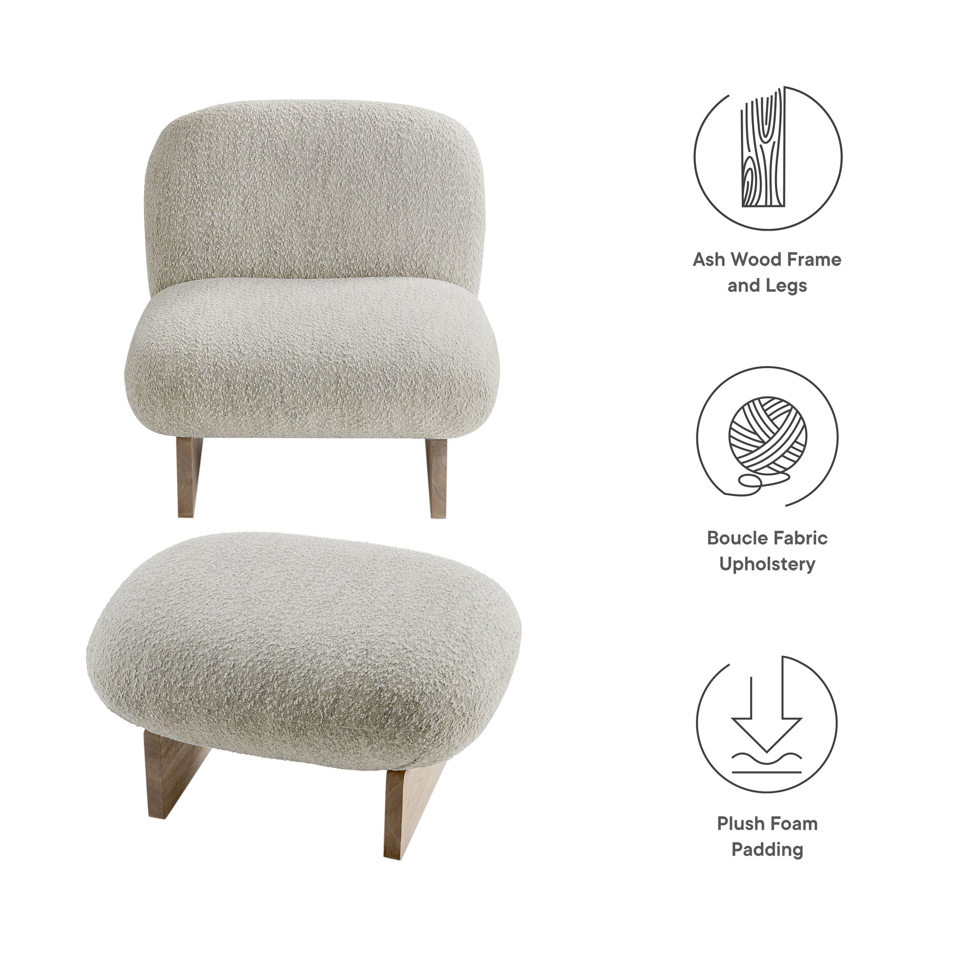 Loyal Boucle Fabric Accent Chair and Ottoman Set by Modway - Best Buy Furniture