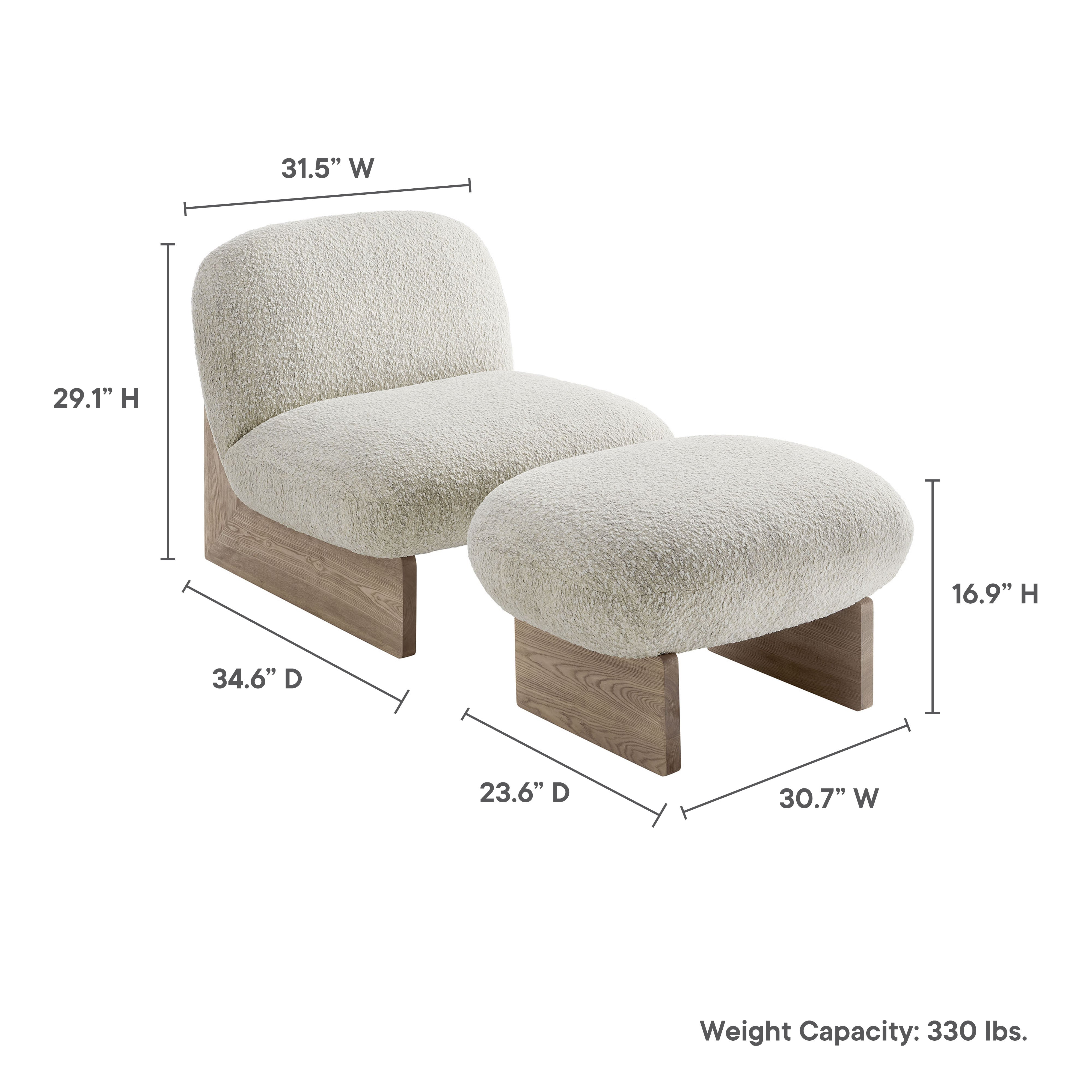 Loyal Boucle Fabric Accent Chair and Ottoman Set by Modway - Best Buy Furniture