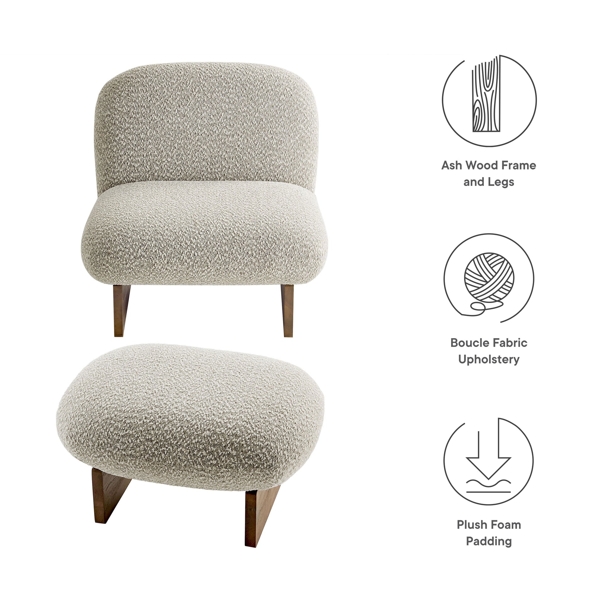 Loyal Boucle Fabric Accent Chair and Ottoman Set by Modway - Best Buy Furniture