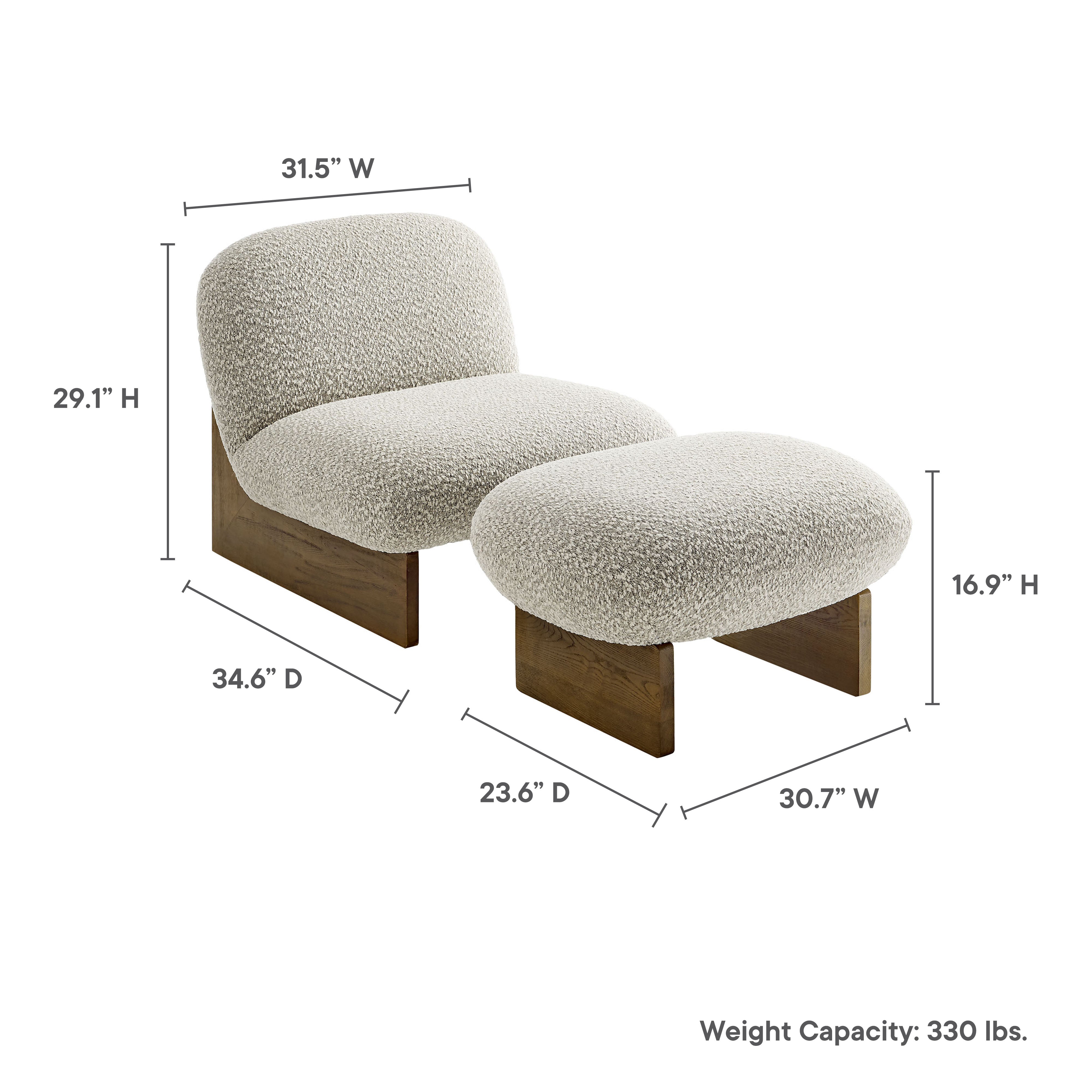Loyal Boucle Fabric Accent Chair and Ottoman Set by Modway - Best Buy Furniture