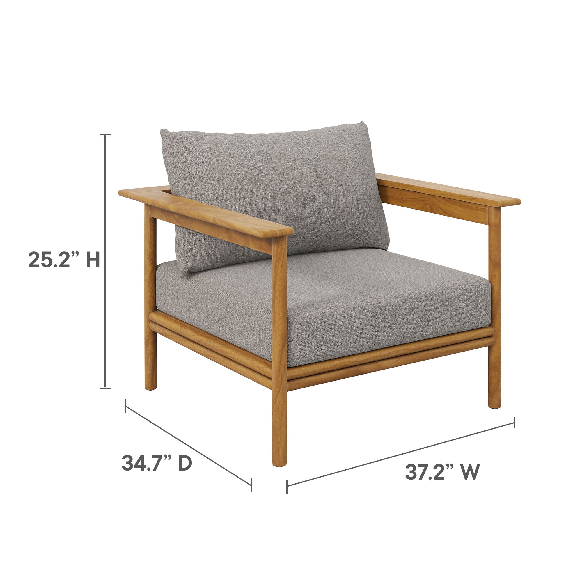 Wren Outdoor Patio Teak Wood Armchair and Ottoman Set by Modway - Best Buy Furniture