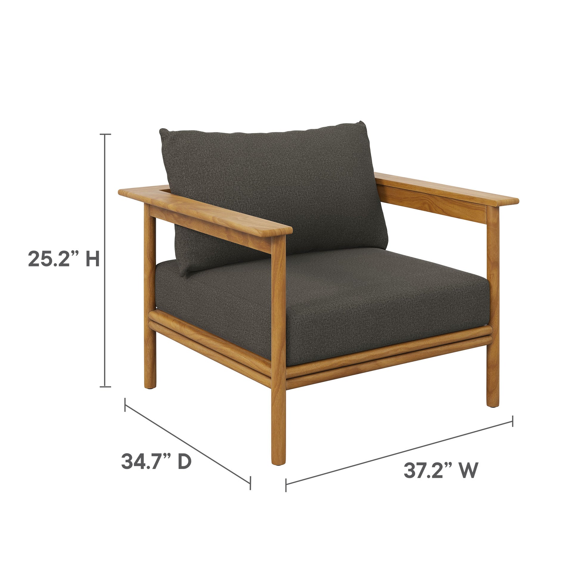 Wren Outdoor Patio Teak Wood Armchair and Ottoman Set by Modway - Best Buy Furniture