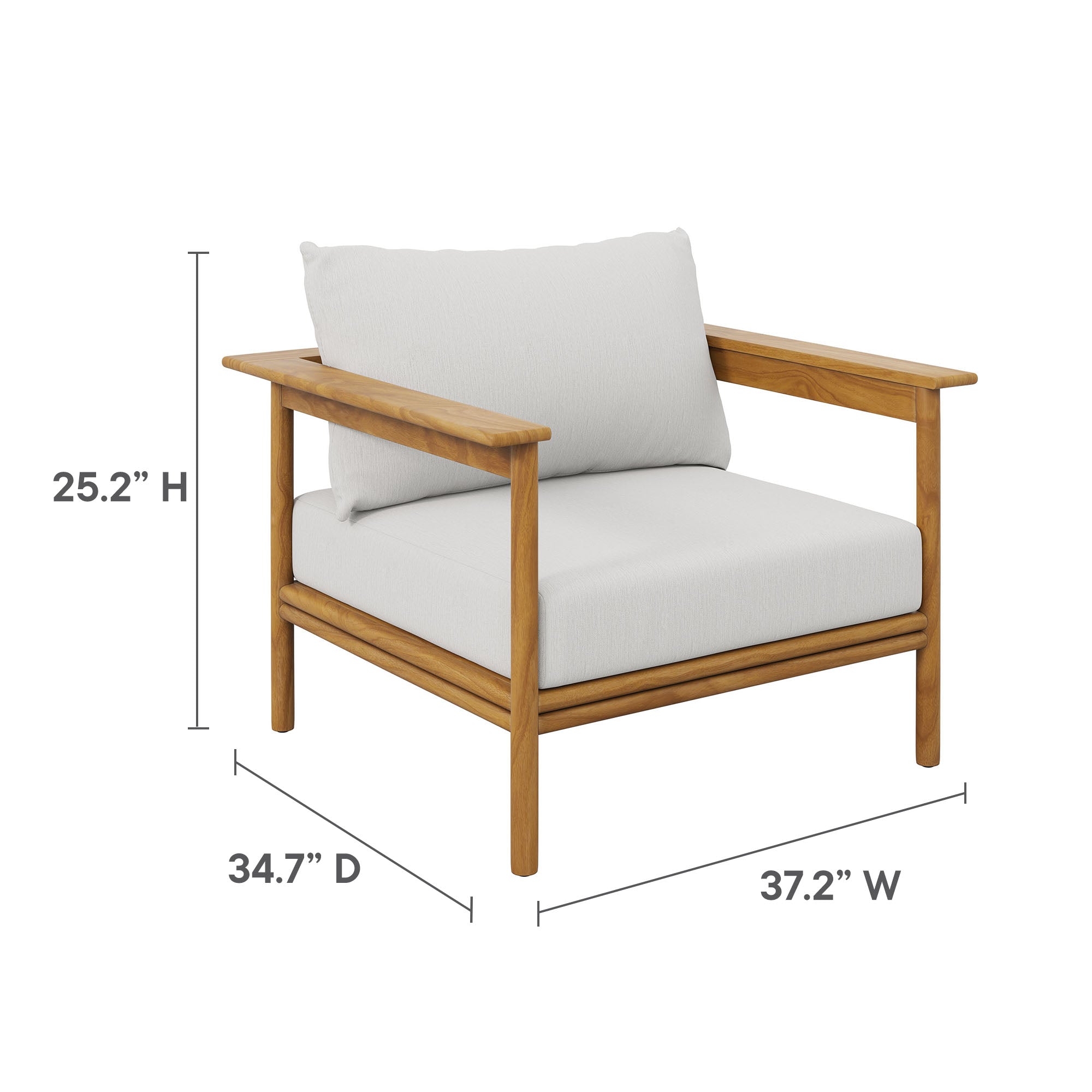 Wren Outdoor Patio Teak Wood Armchair and Ottoman Set by Modway - Best Buy Furniture