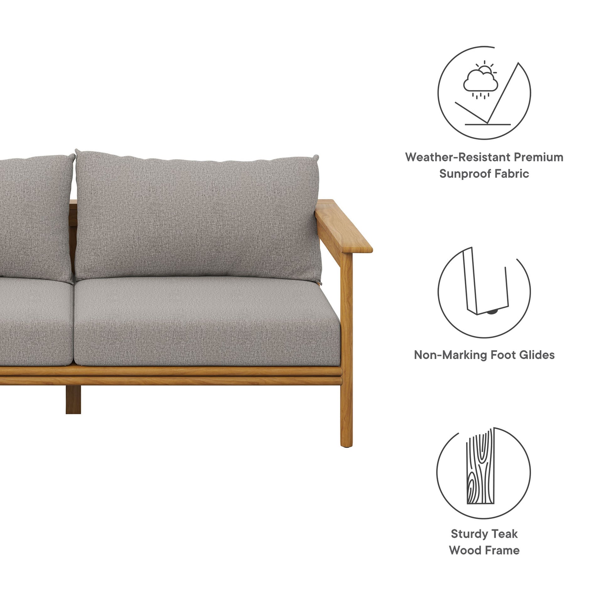 Wren Outdoor Patio Teak Wood Sofa by Modway - Best Buy Furniture
