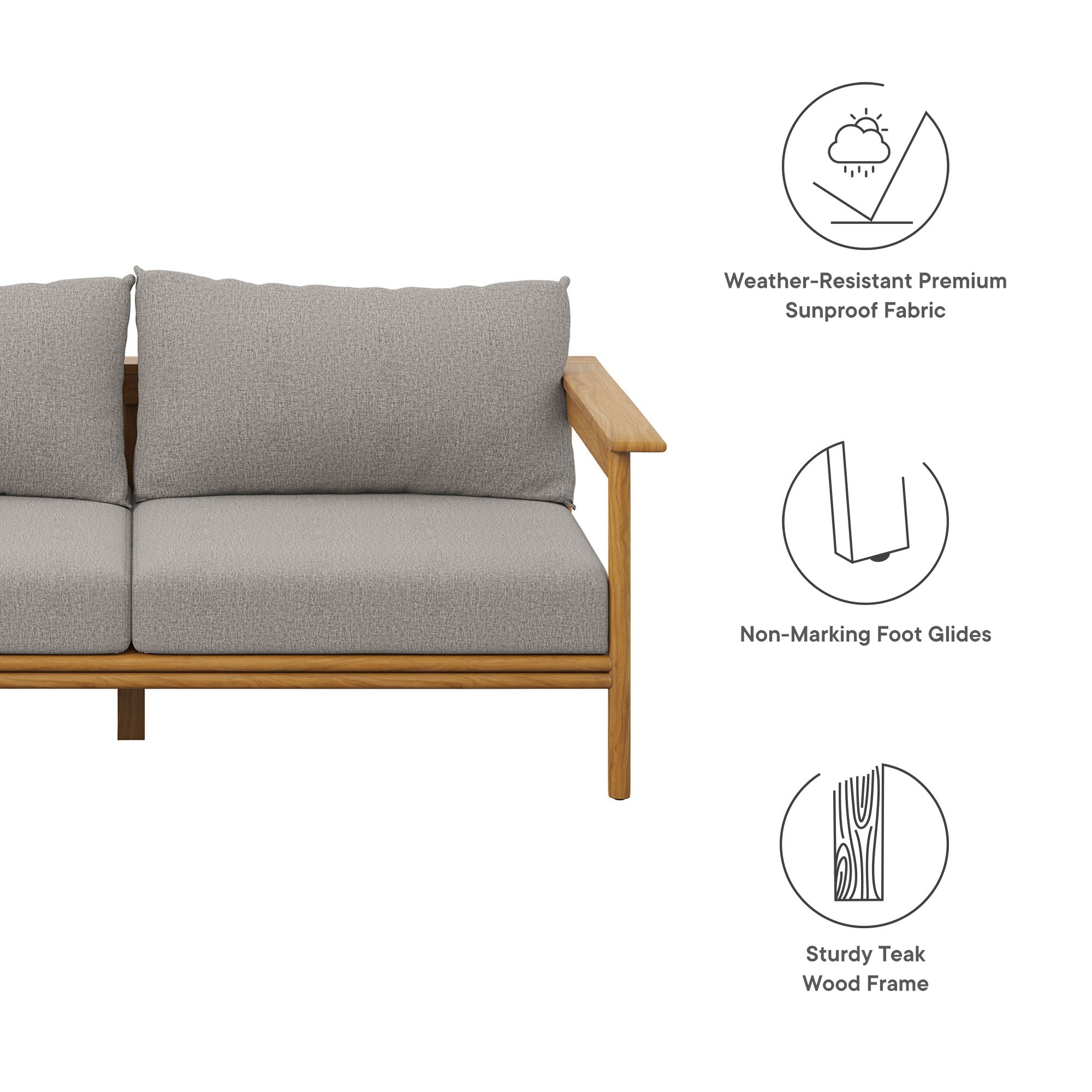 Wren Outdoor Patio Teak Wood Sofa by Modway - Best Buy Furniture