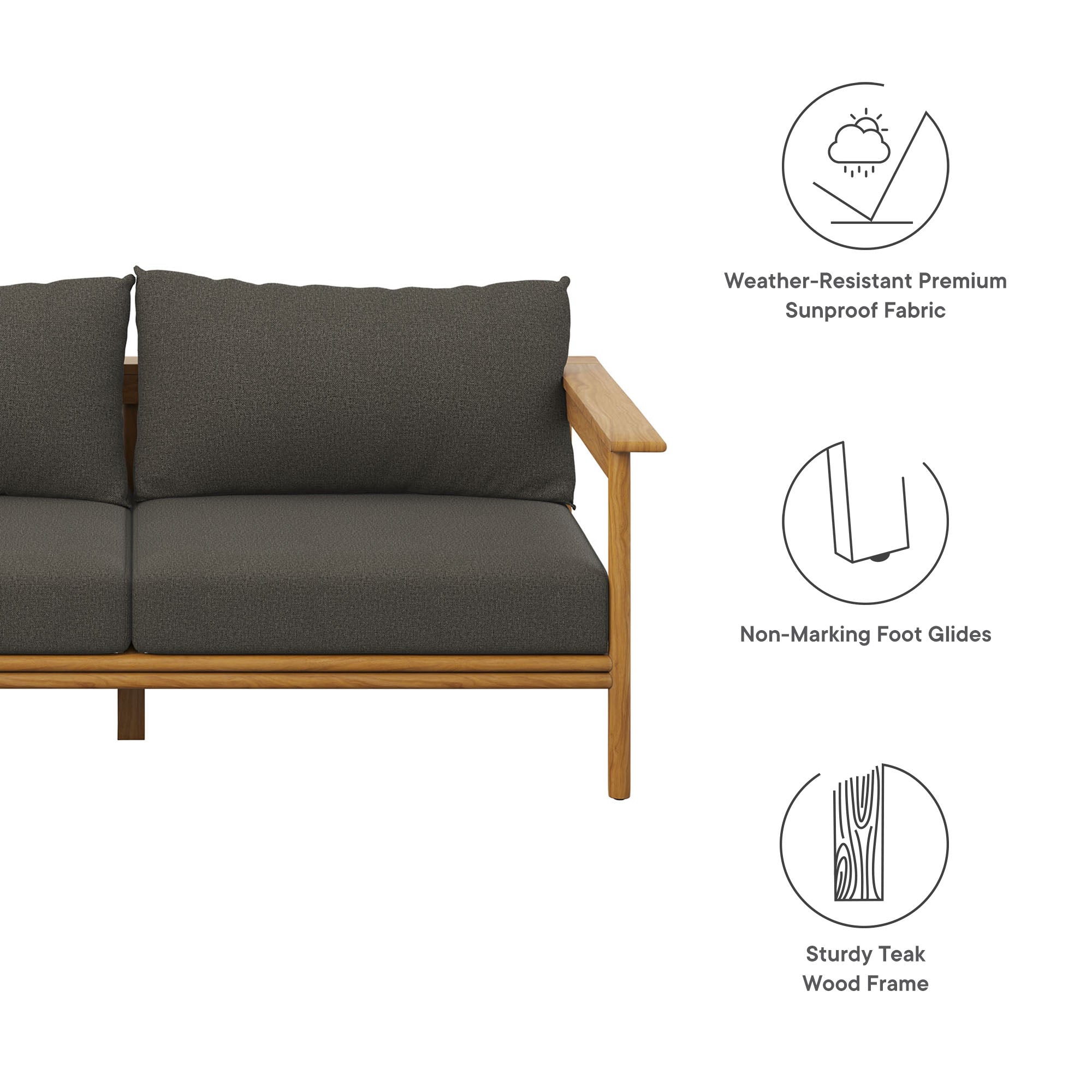 Wren Outdoor Patio Teak Wood Sofa by Modway - Best Buy Furniture