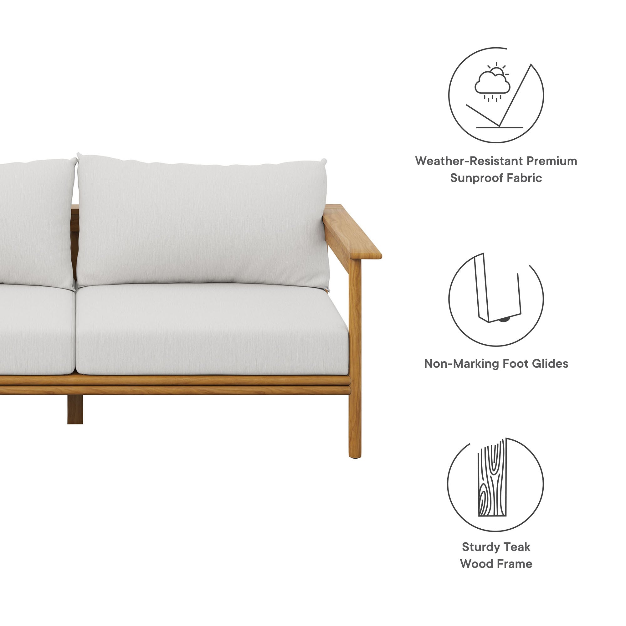 Wren Outdoor Patio Teak Wood Sofa by Modway - Best Buy Furniture