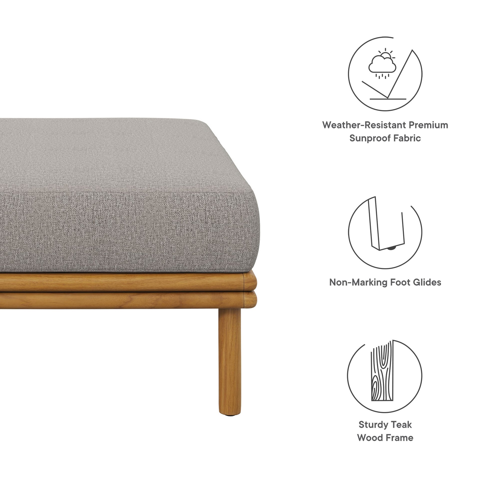 Wren Outdoor Patio Teak Wood Ottoman by Modway - Best Buy Furniture