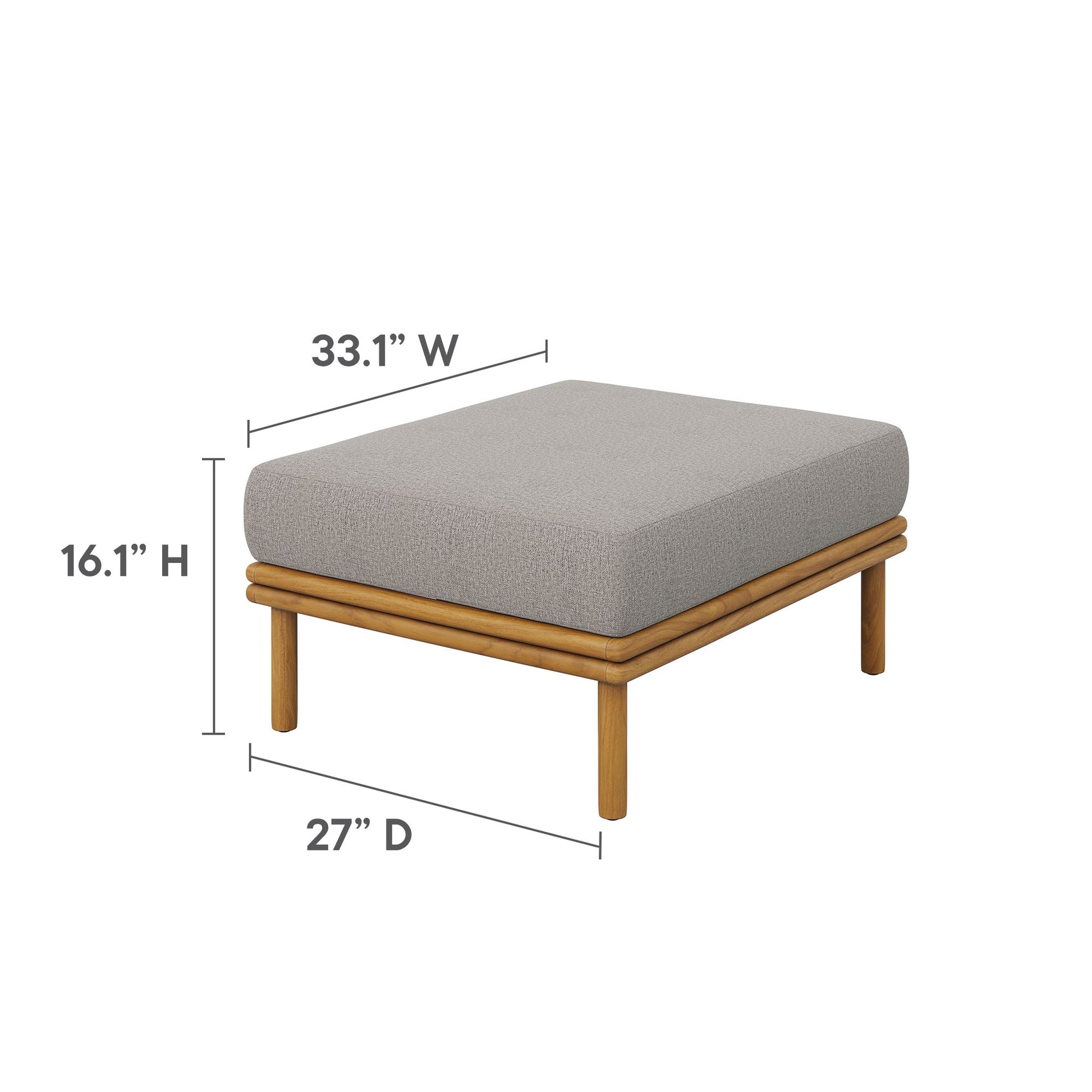Wren Outdoor Patio Teak Wood Ottoman by Modway - Best Buy Furniture