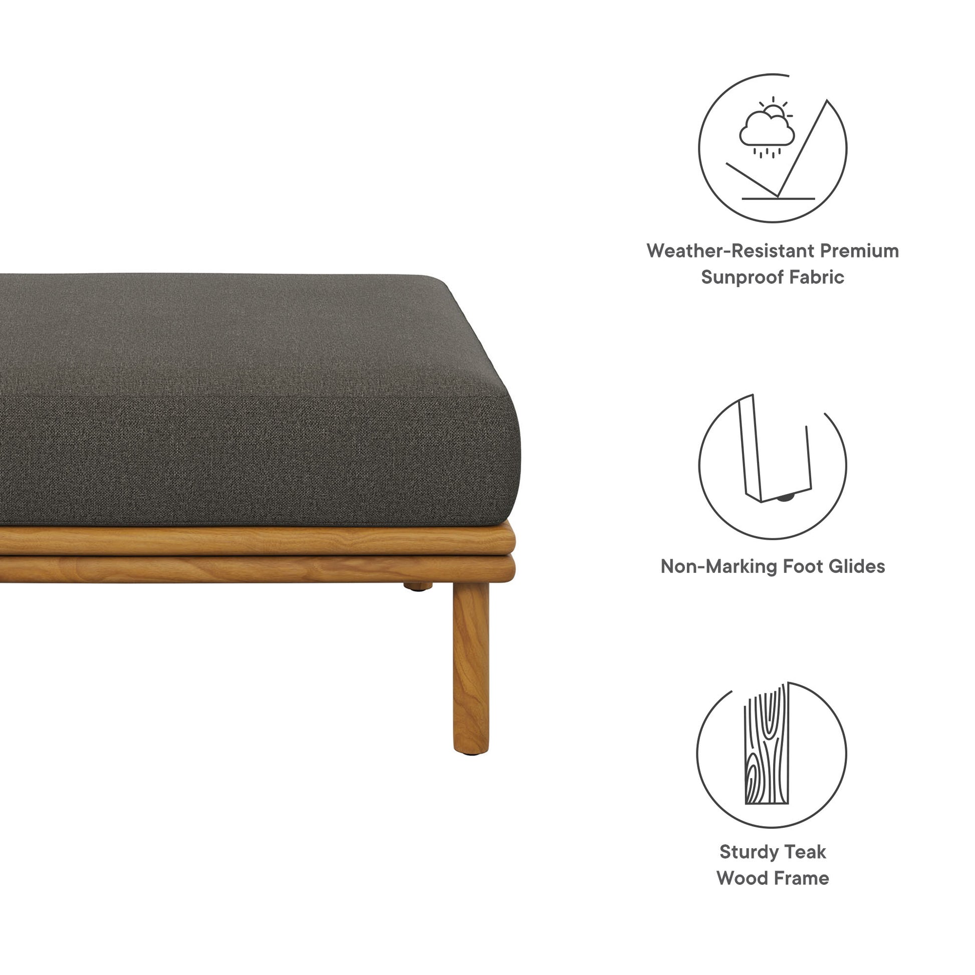 Wren Outdoor Patio Teak Wood Ottoman by Modway - Best Buy Furniture