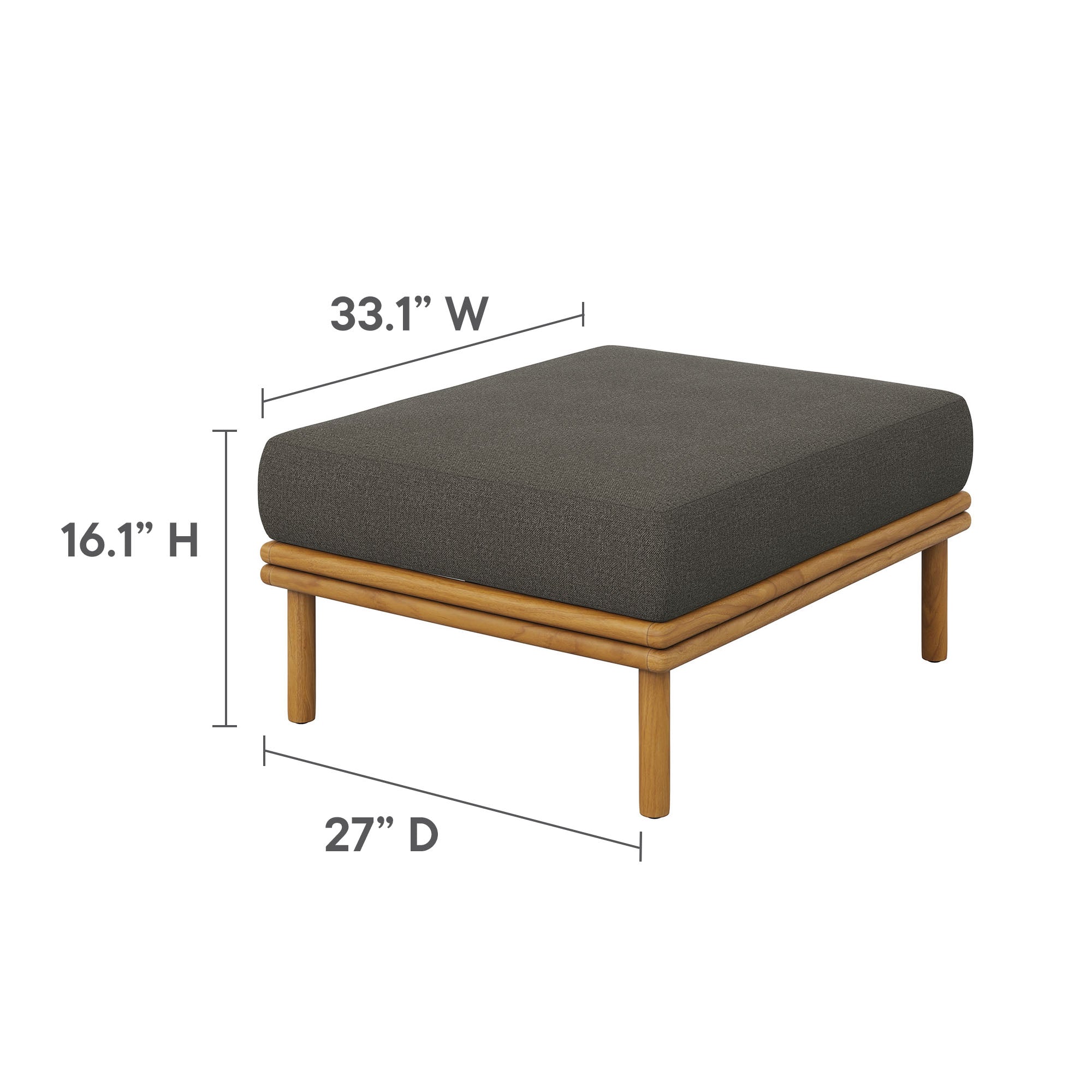 Wren Outdoor Patio Teak Wood Ottoman by Modway - Best Buy Furniture