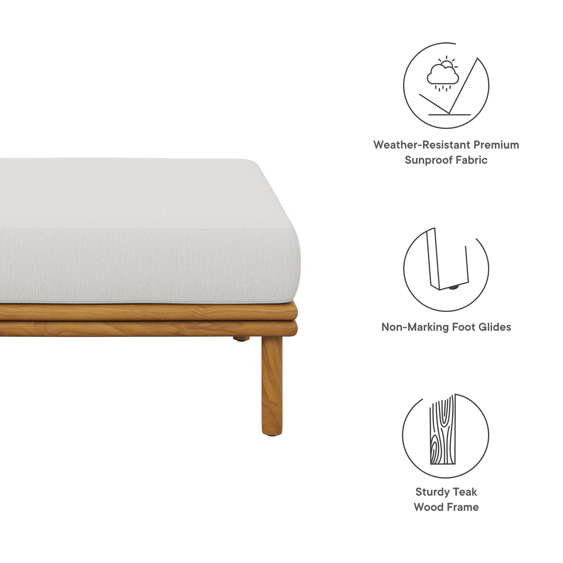 Wren Outdoor Patio Teak Wood Ottoman by Modway - Best Buy Furniture