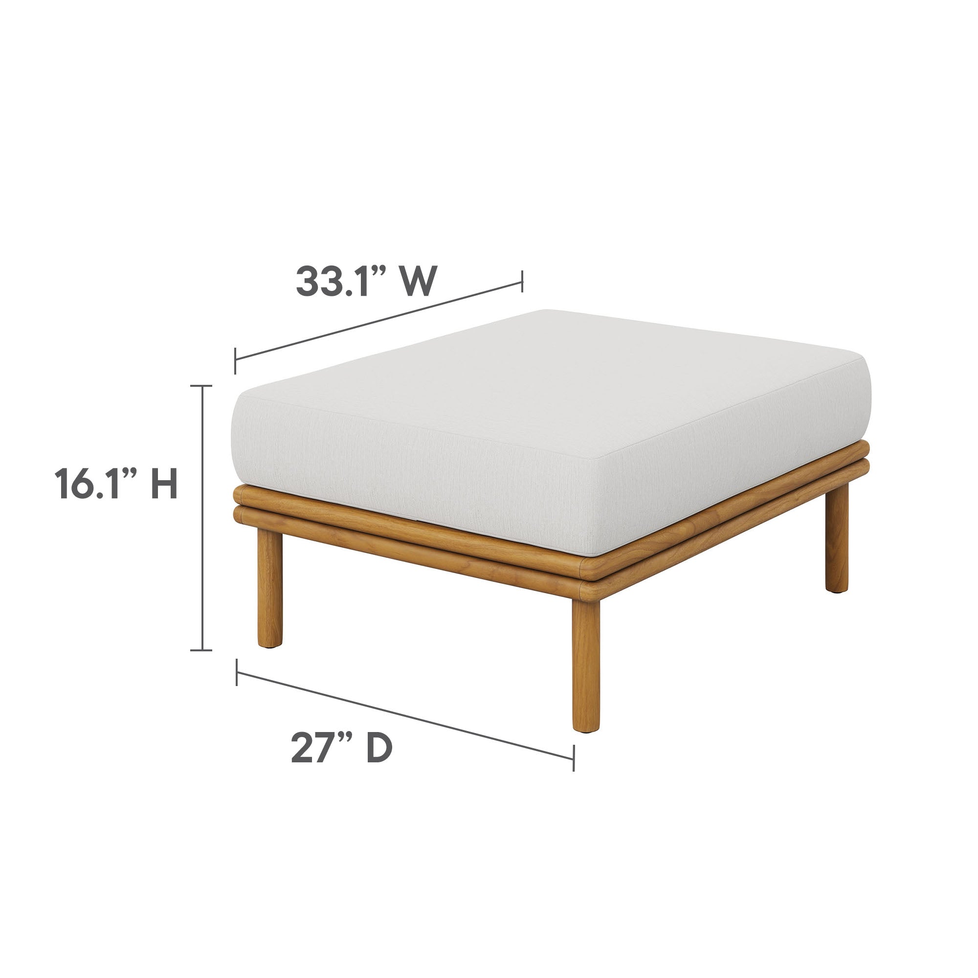 Wren Outdoor Patio Teak Wood Ottoman by Modway - Best Buy Furniture