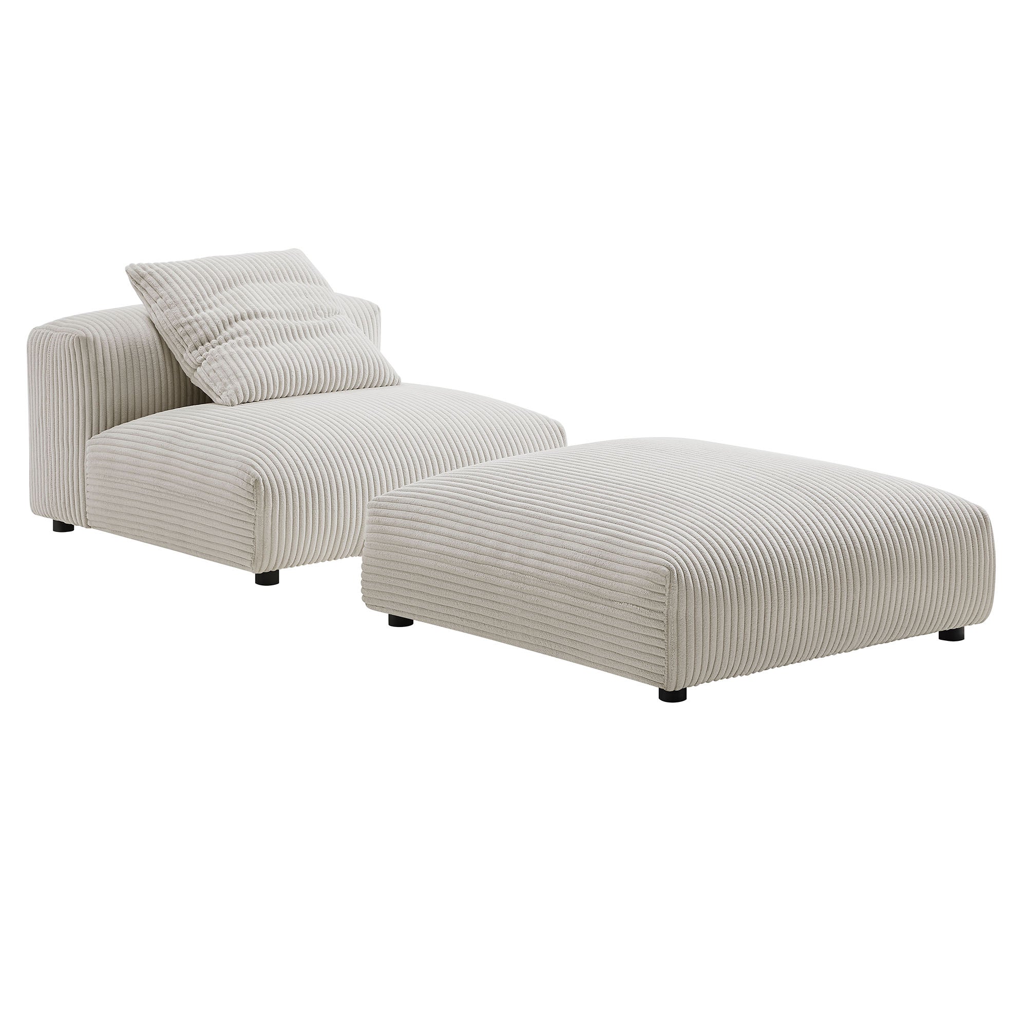 Solace Modular Corduroy Upholstered Armless Chair and Ottoman Set by Modway - Best Buy Furniture