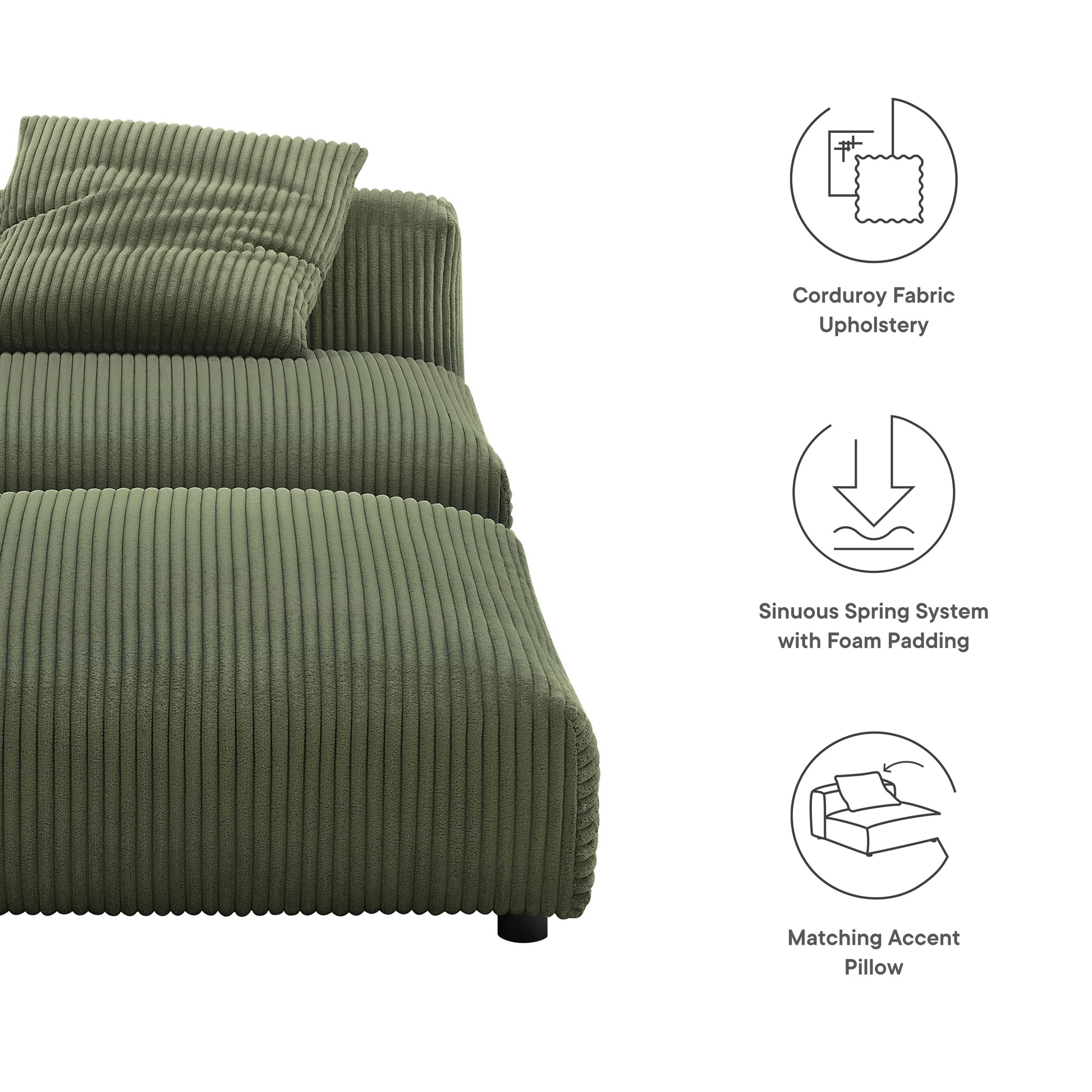 Solace Modular Corduroy Upholstered Armless Chair and Ottoman Set by Modway - Best Buy Furniture