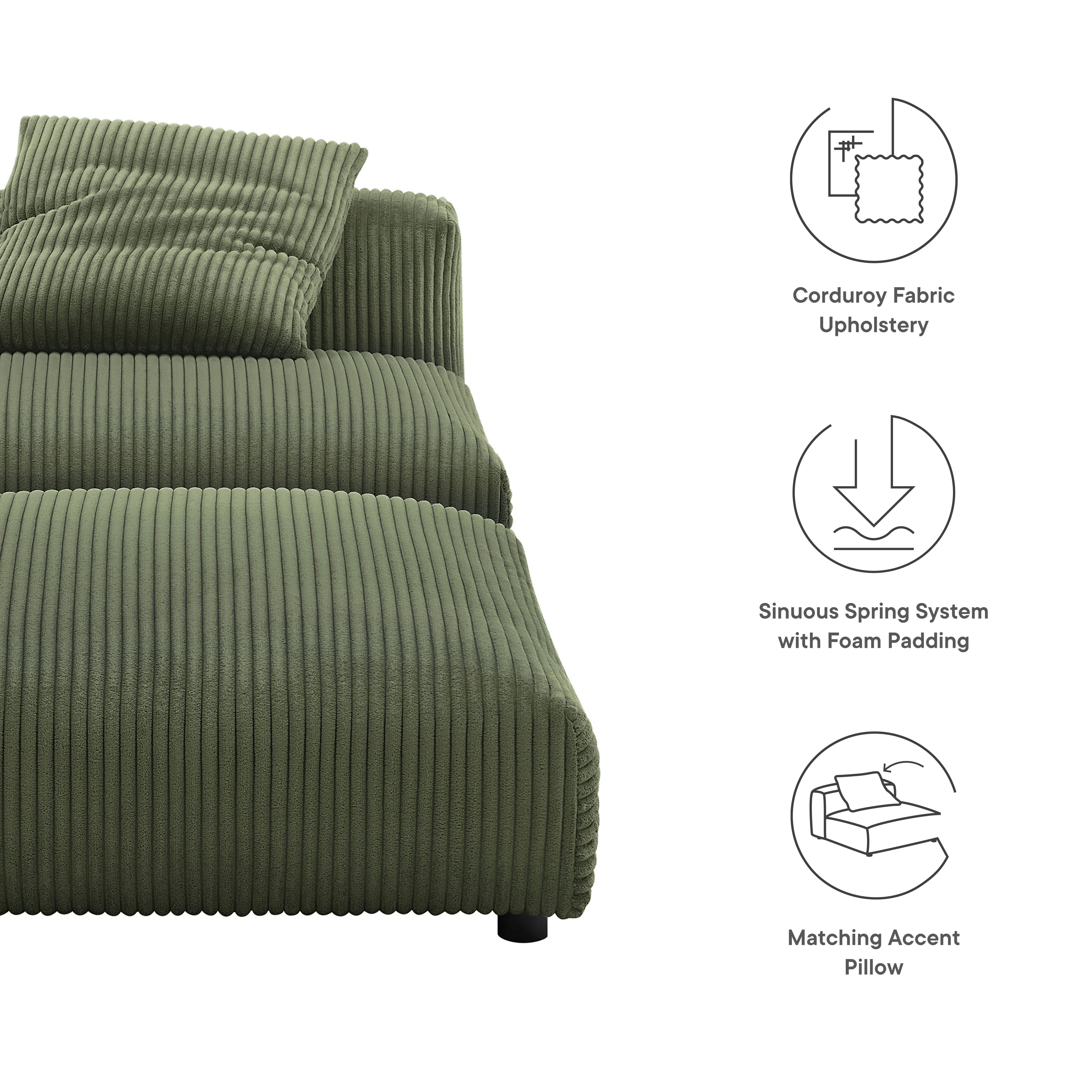Solace Modular Corduroy Upholstered Armless Chair and Ottoman Set by Modway - Best Buy Furniture