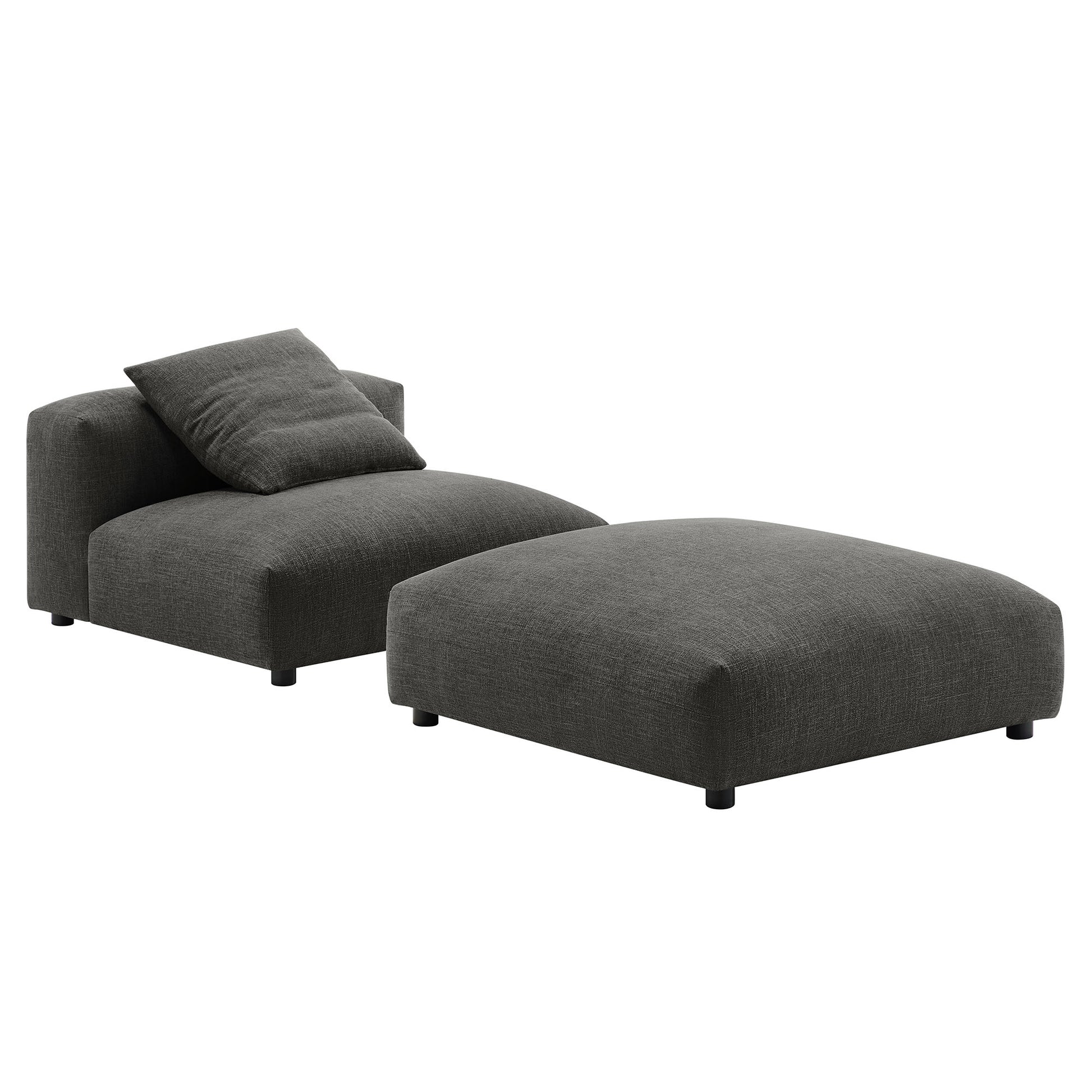 Solace Modular Upholstered Fabric Armless Chair and Ottoman Set by Modway - Best Buy Furniture