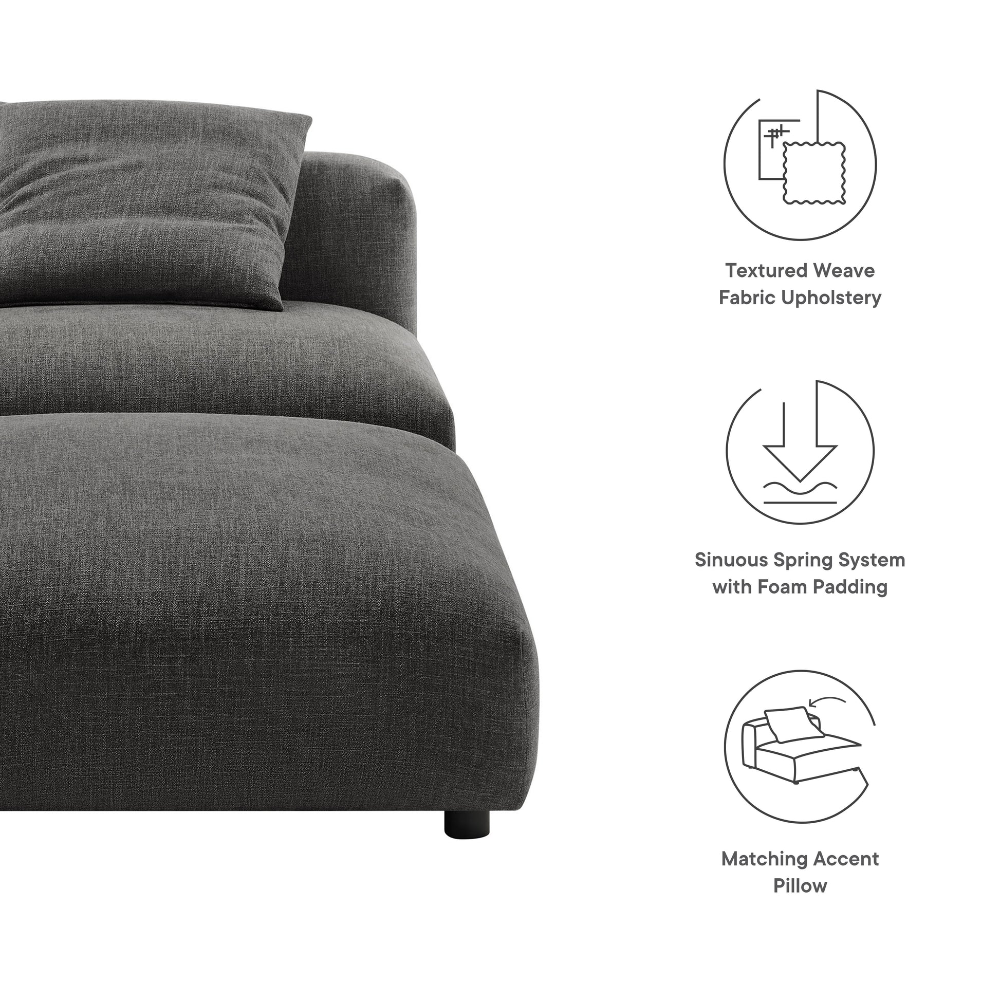 Solace Modular Upholstered Fabric Armless Chair and Ottoman Set by Modway - Best Buy Furniture