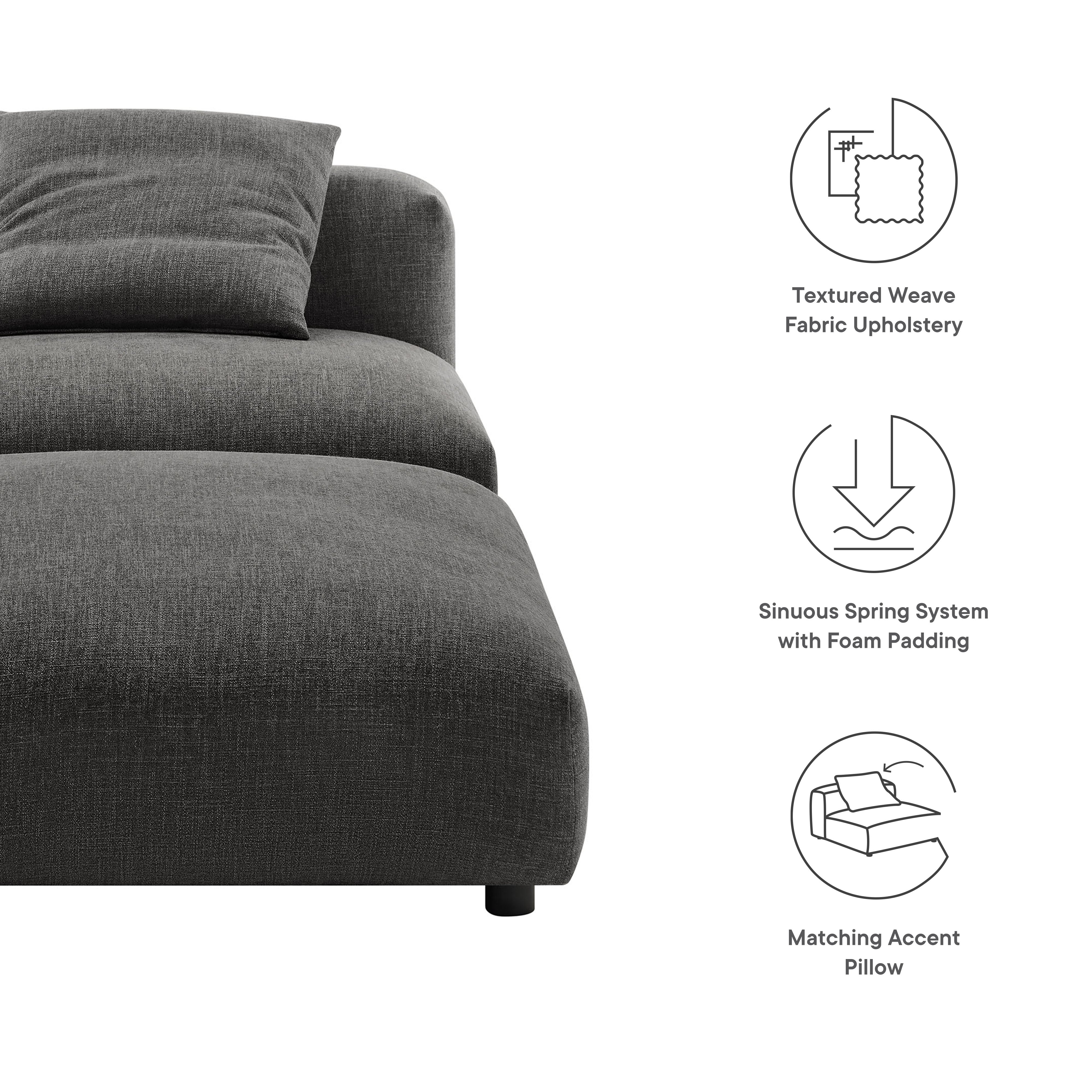 Solace Modular Upholstered Fabric Armless Chair and Ottoman Set by Modway - Best Buy Furniture