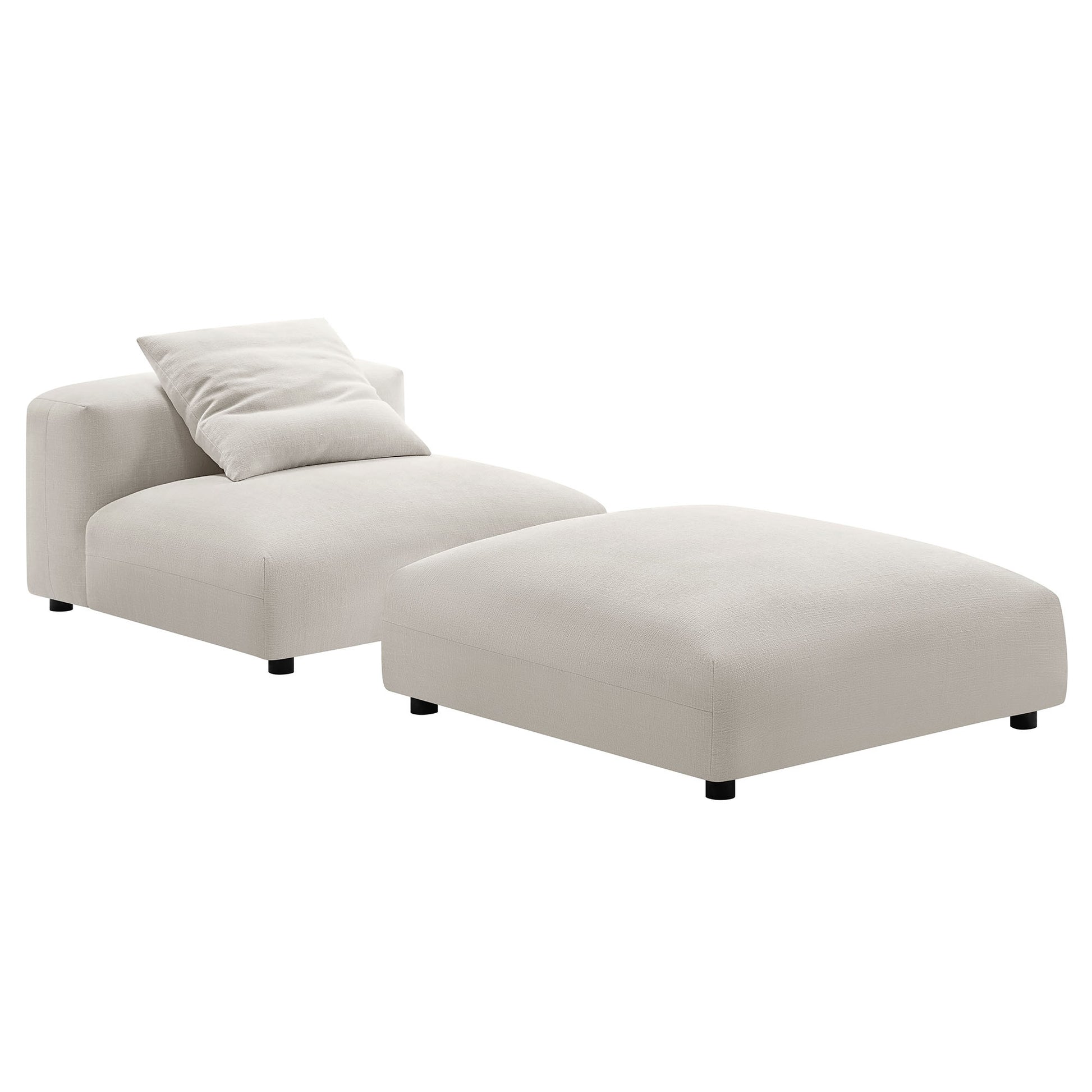 Solace Modular Upholstered Fabric Armless Chair and Ottoman Set by Modway - Best Buy Furniture