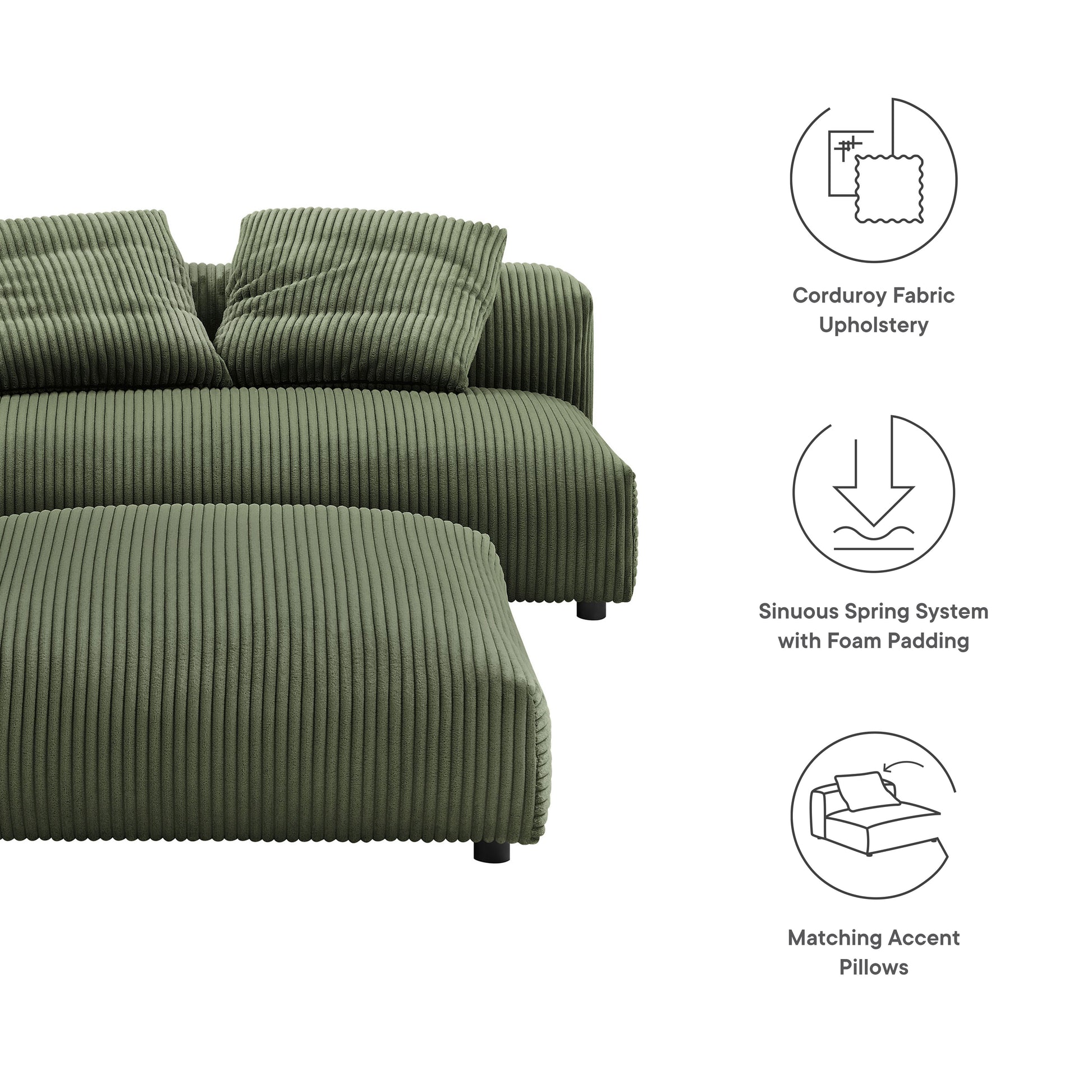 Solace Modular Corduroy Upholstered Armless Loveseat and Ottoman Set by Modway - Best Buy Furniture