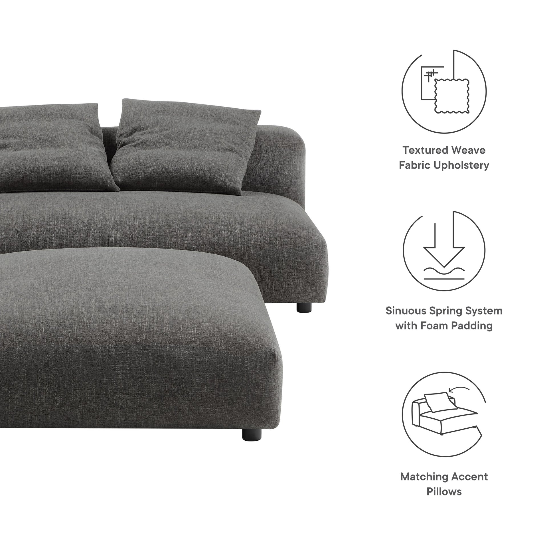 Solace Modular Upholstered Fabric Armless Loveseat and Ottoman Set by Modway - Best Buy Furniture