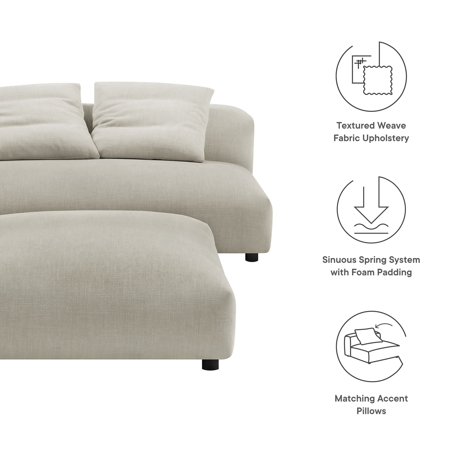 Solace Modular Upholstered Fabric Armless Loveseat and Ottoman Set by Modway - Best Buy Furniture