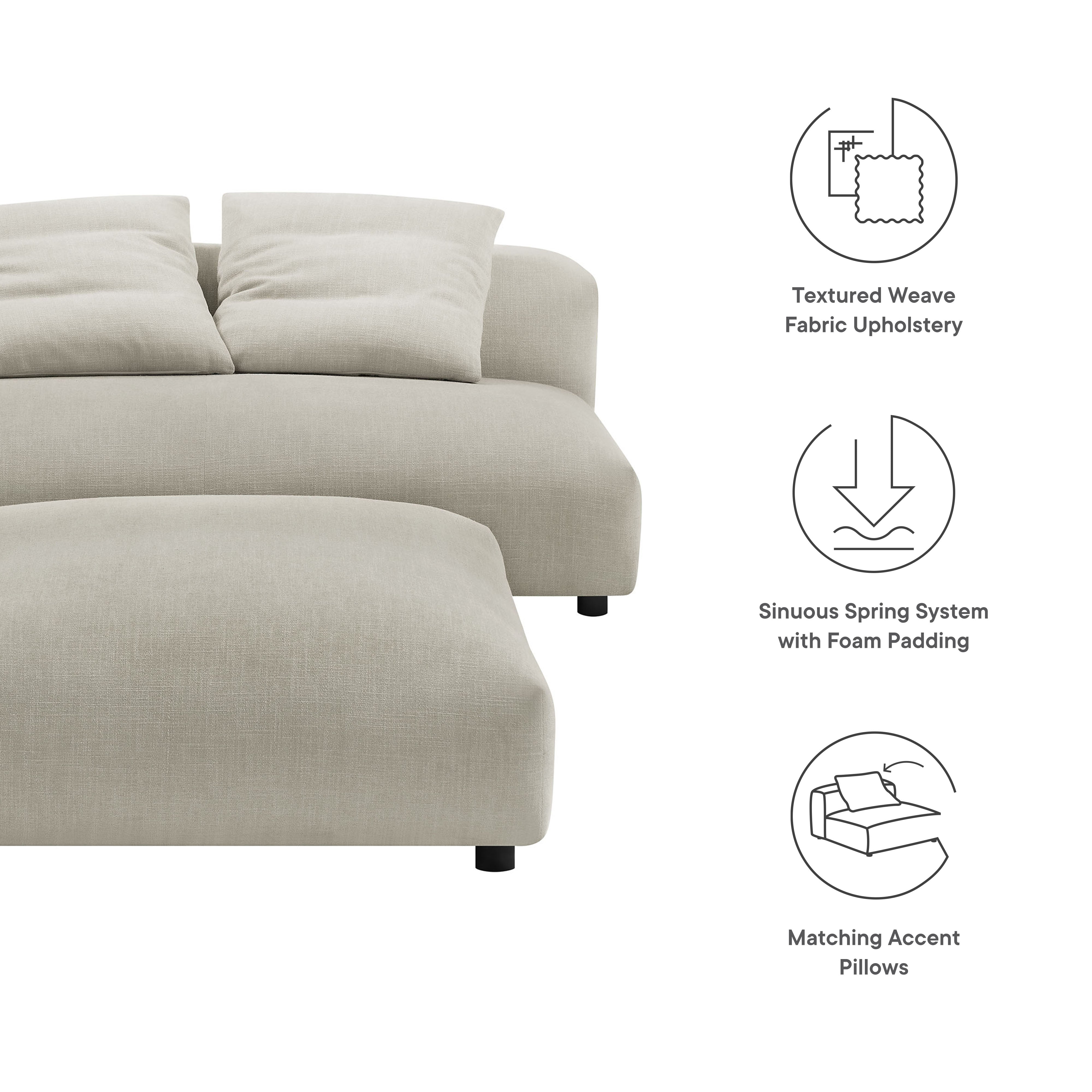Solace Modular Upholstered Fabric Armless Loveseat and Ottoman Set by Modway - Best Buy Furniture