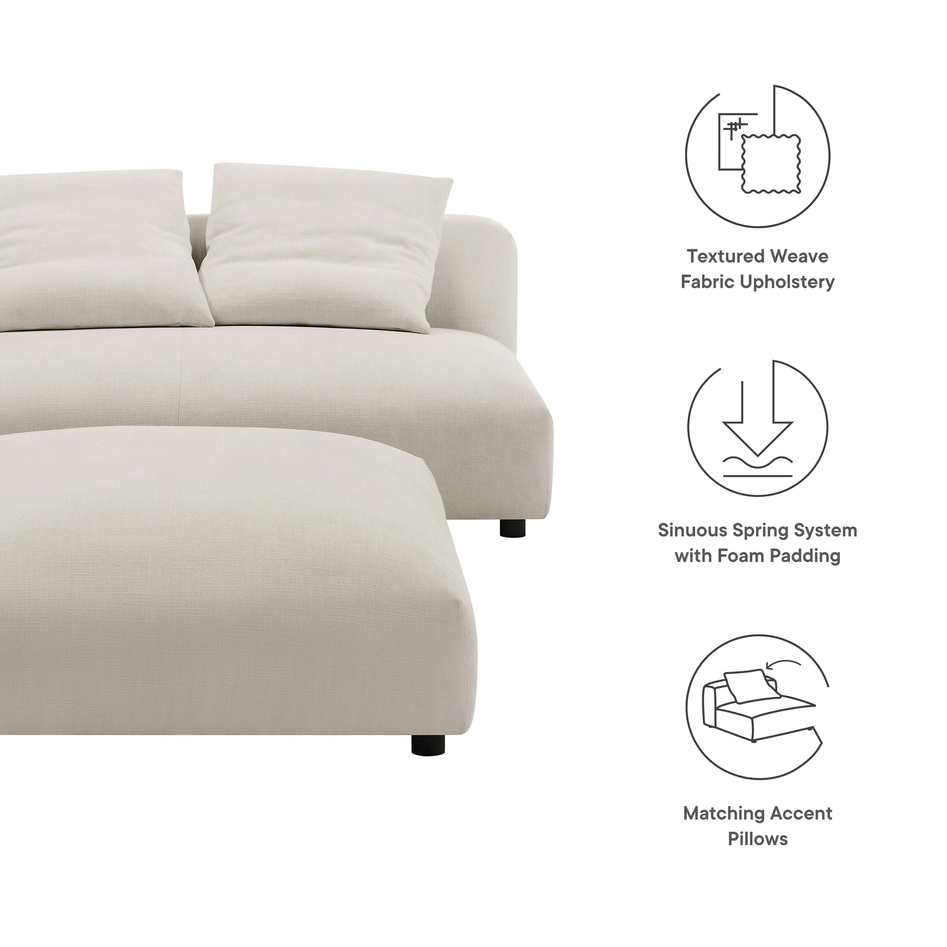 Solace Modular Upholstered Fabric Armless Loveseat and Ottoman Set by Modway - Best Buy Furniture