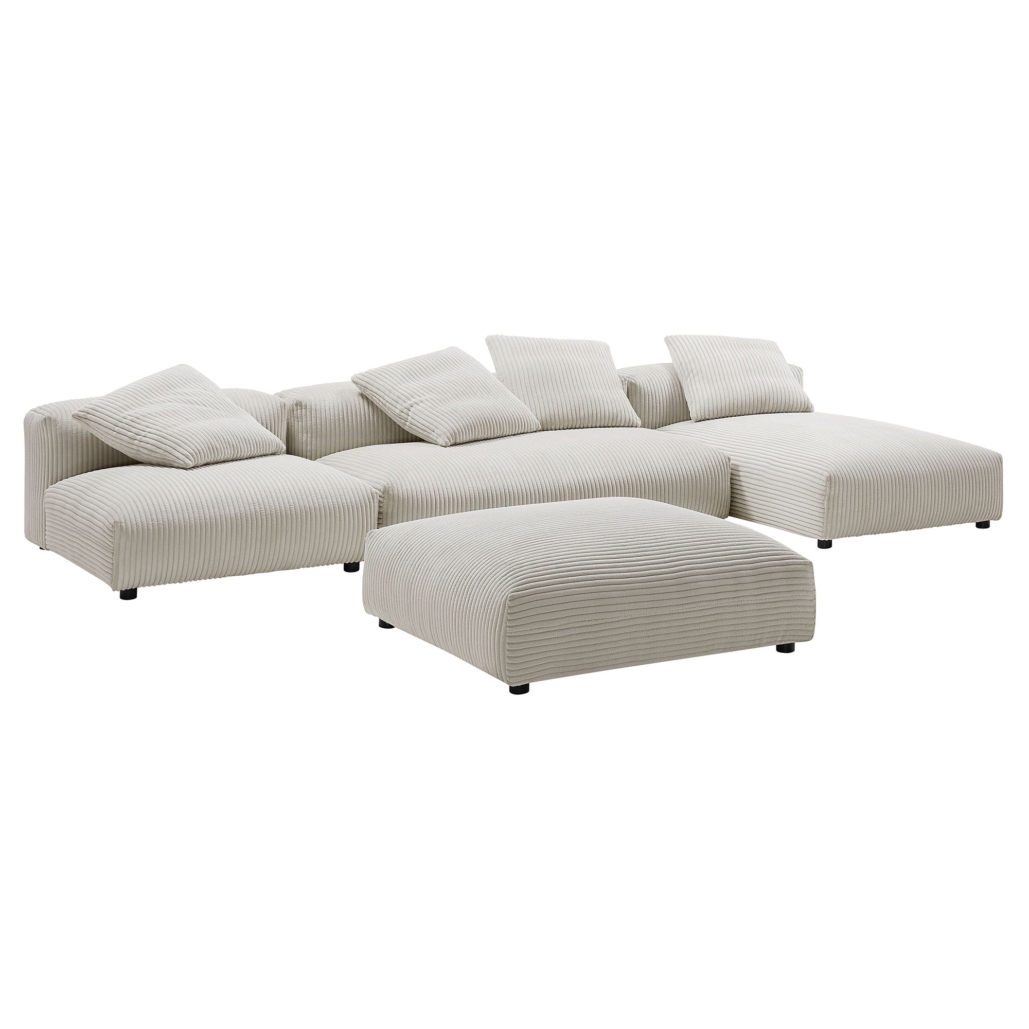 Solace 4-Piece Modular Corduroy Upholstered Sectional Sofa With Ottoman by Modway - Best Buy Furniture