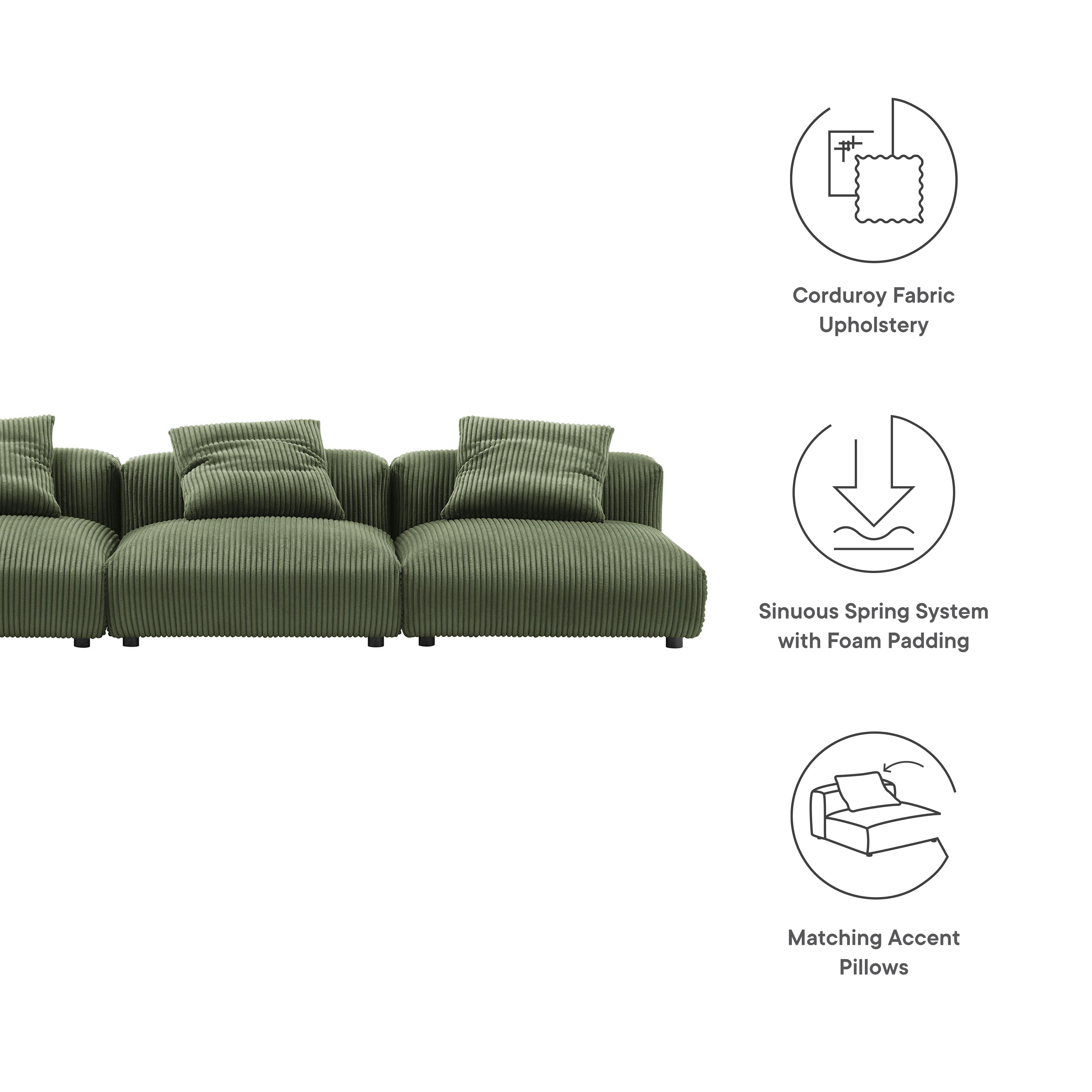 Solace 3-Piece Modular Corduroy Upholstered Sofa by Modway - Best Buy Furniture